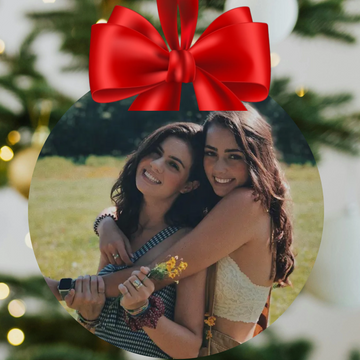 Pallina Personalizzata con Foto, Fiocco Rosso – Idea Regalo Natale Amici- Decorazione di Natale