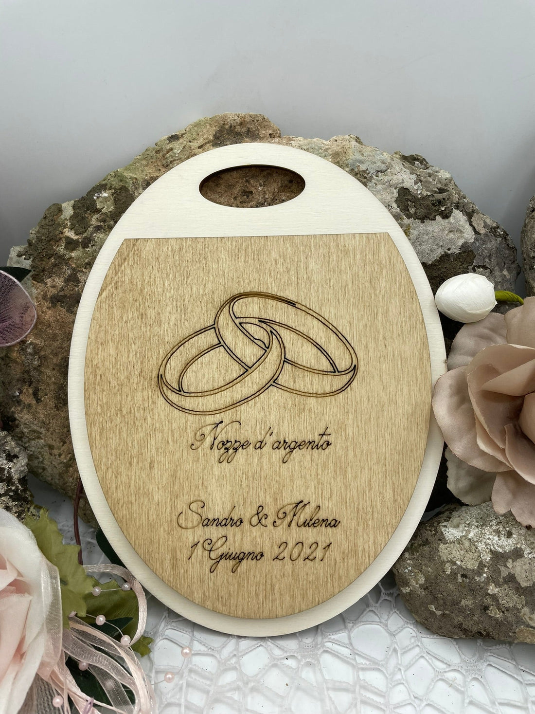 Bomboniera Tagliere Fedi anniversario di matrimonio Idea's Cottage