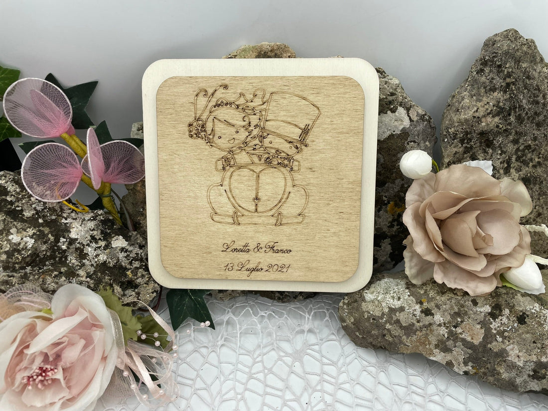 Bomboniera sottopentola sposi tema maggiolino Idea's Cottage