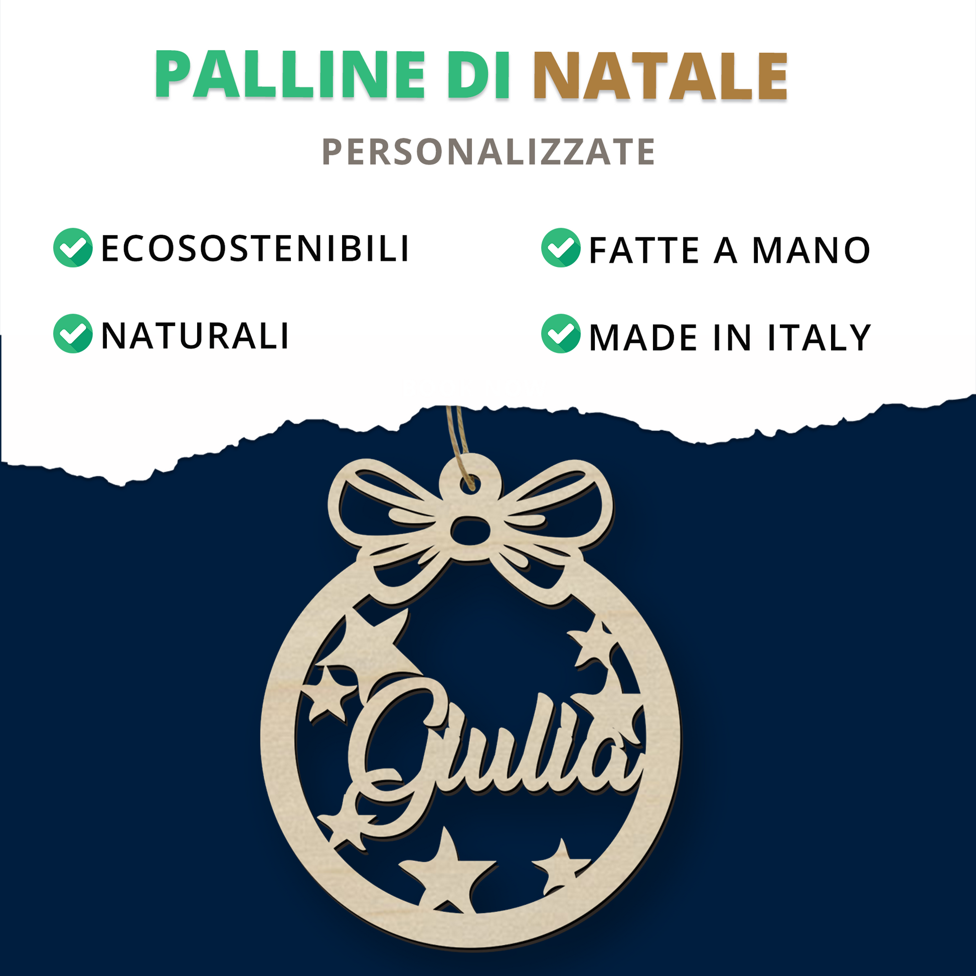 Decorazione in legno di natale personalizzabile decora il tuo albero in maniera originale Idea's Cottage