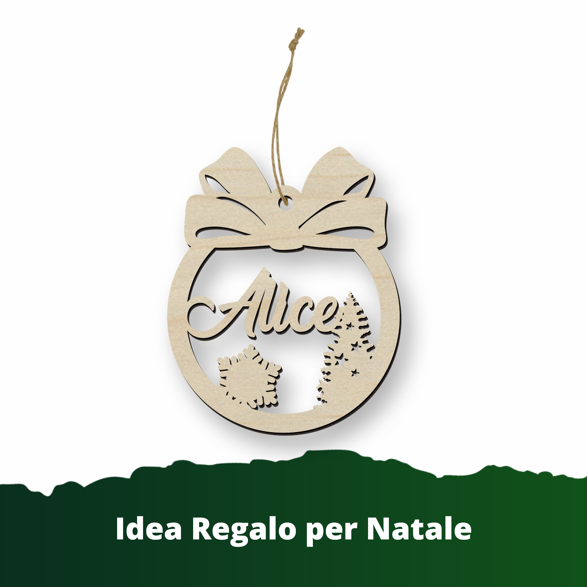 Pallina Natalizia in legno personalizzabile ideale per tutte le decorazioni del Natale Idea's Cottage