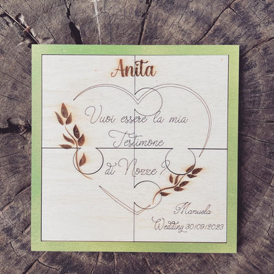 Targa Puzzle Testimone con messaggio personalizzabile Idea's Cottage