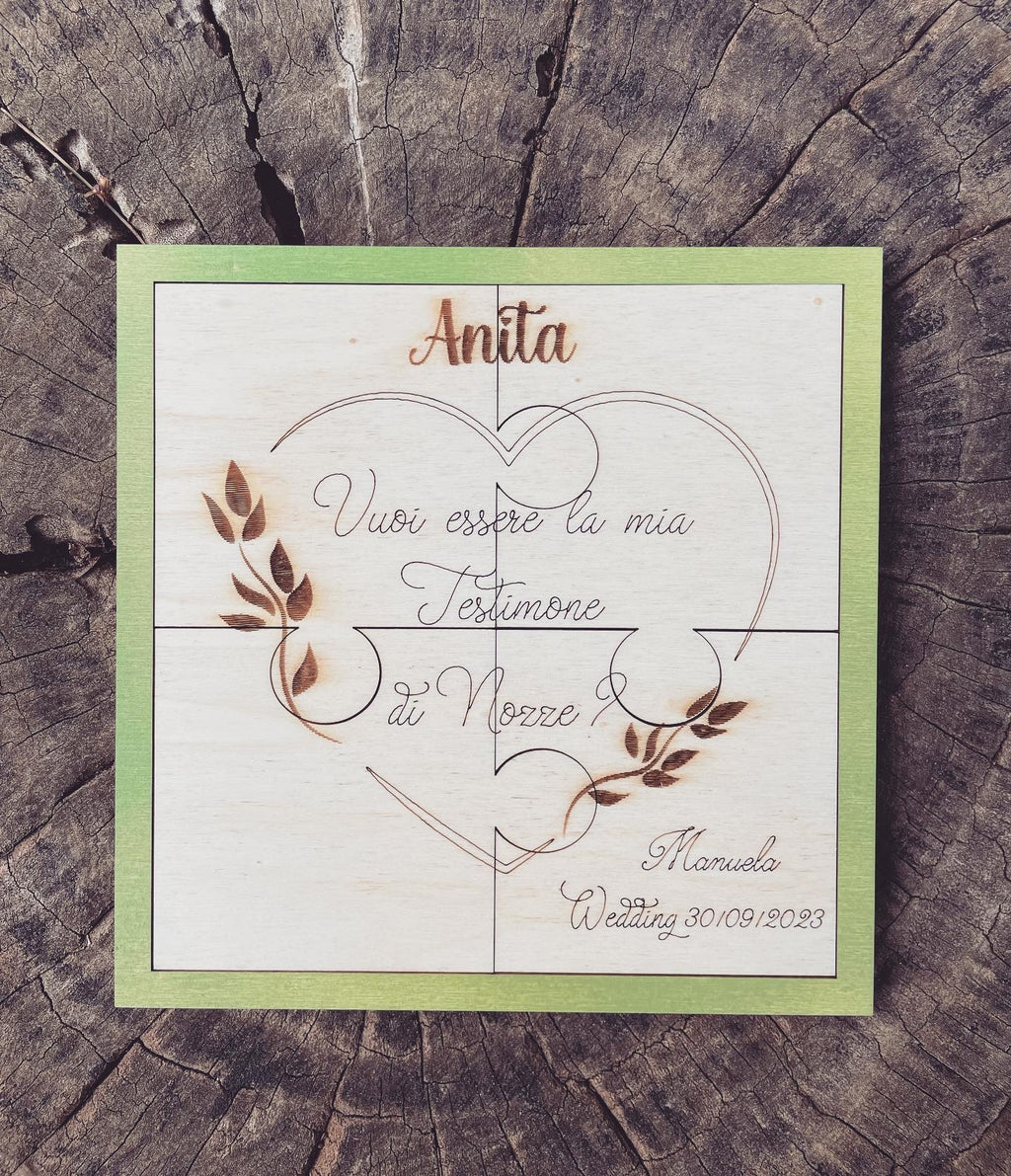 Targa Puzzle Testimone con messaggio personalizzabile Idea's Cottage