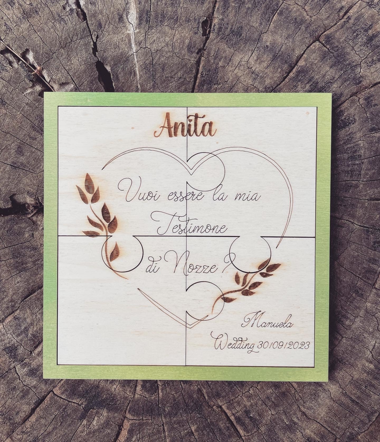 Targa Puzzle Testimone con messaggio personalizzabile Idea's Cottage