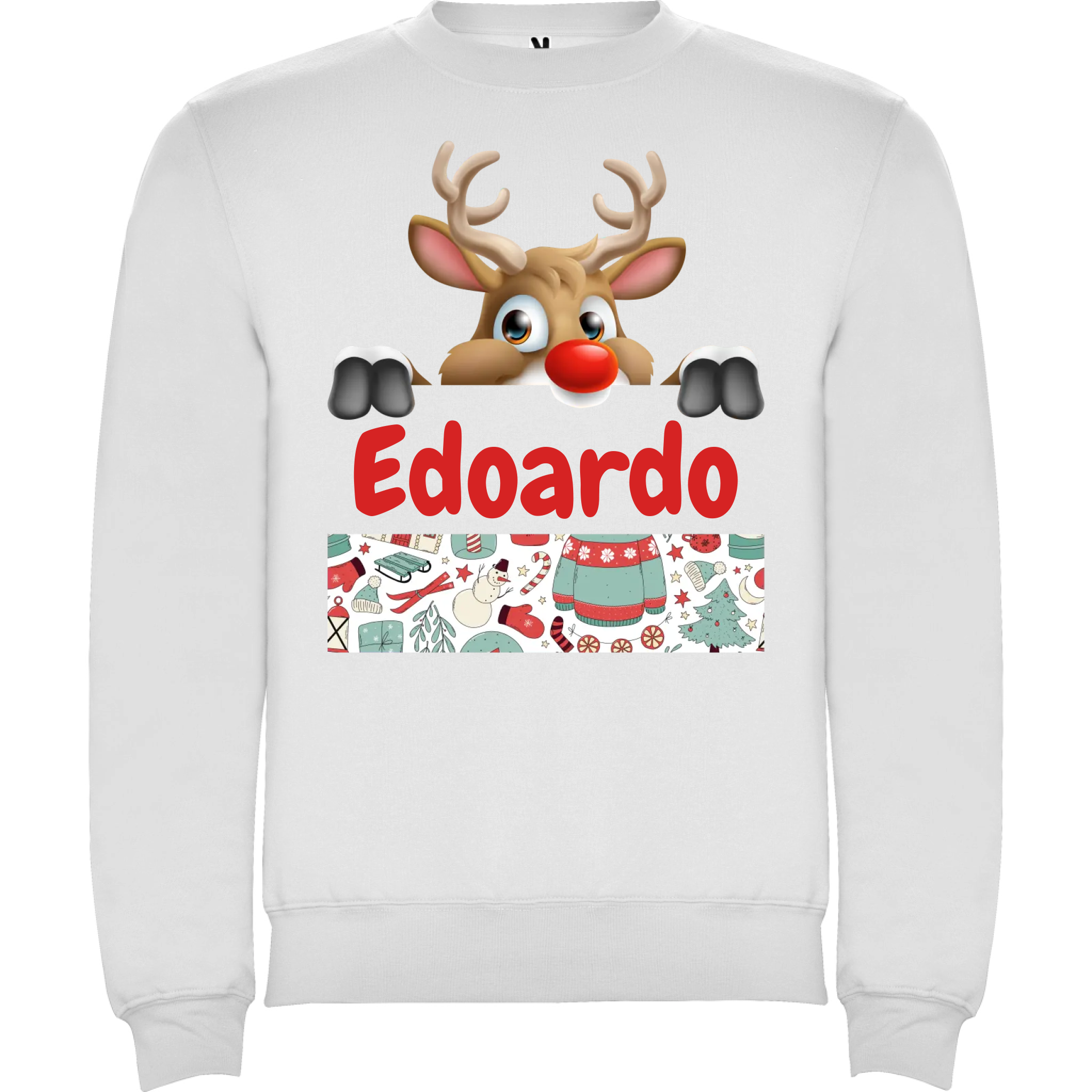 Felpa Natalizia Renna personalizzabile con il Nome 