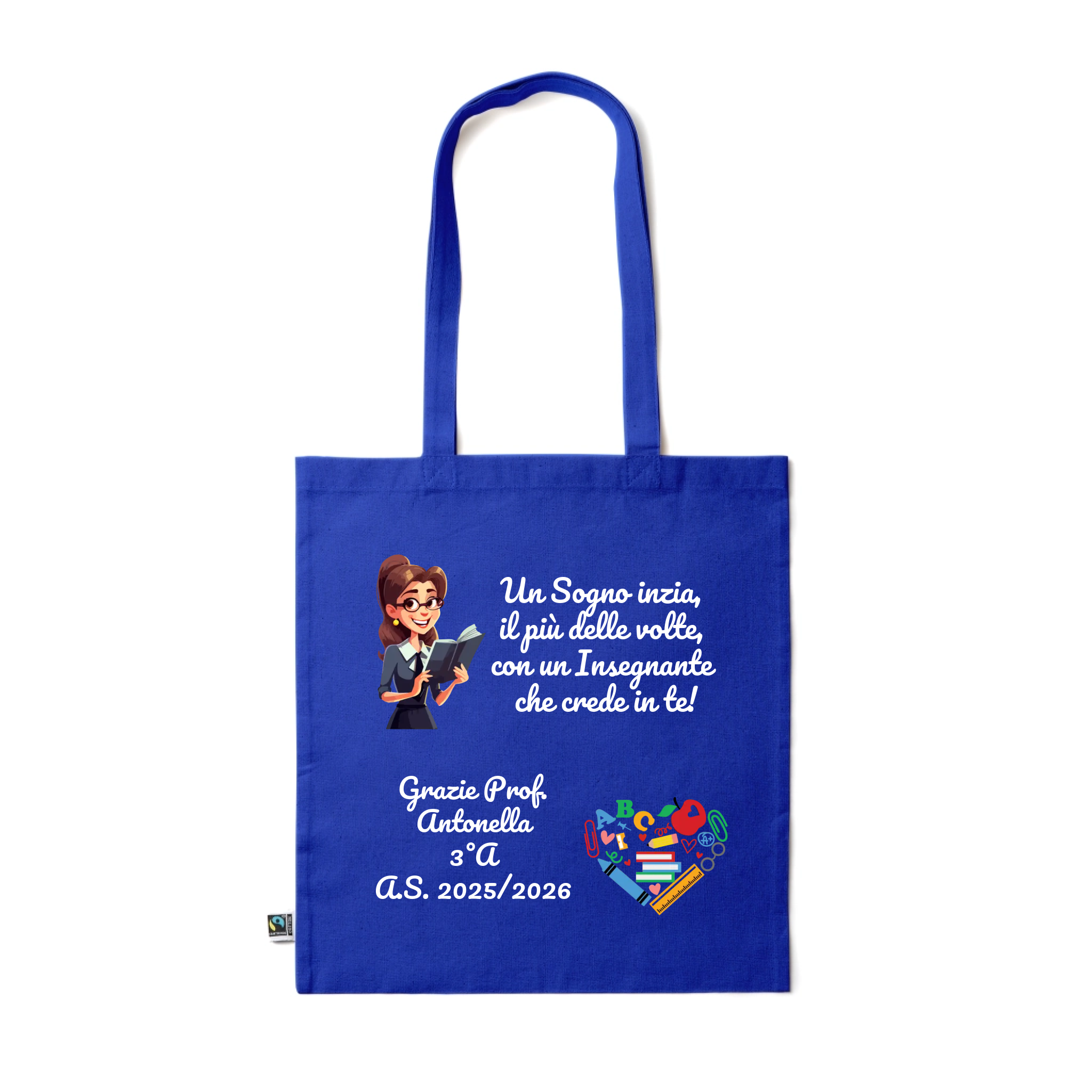 Shopper Colorata personalizzata Insegnate con frase e dedica 