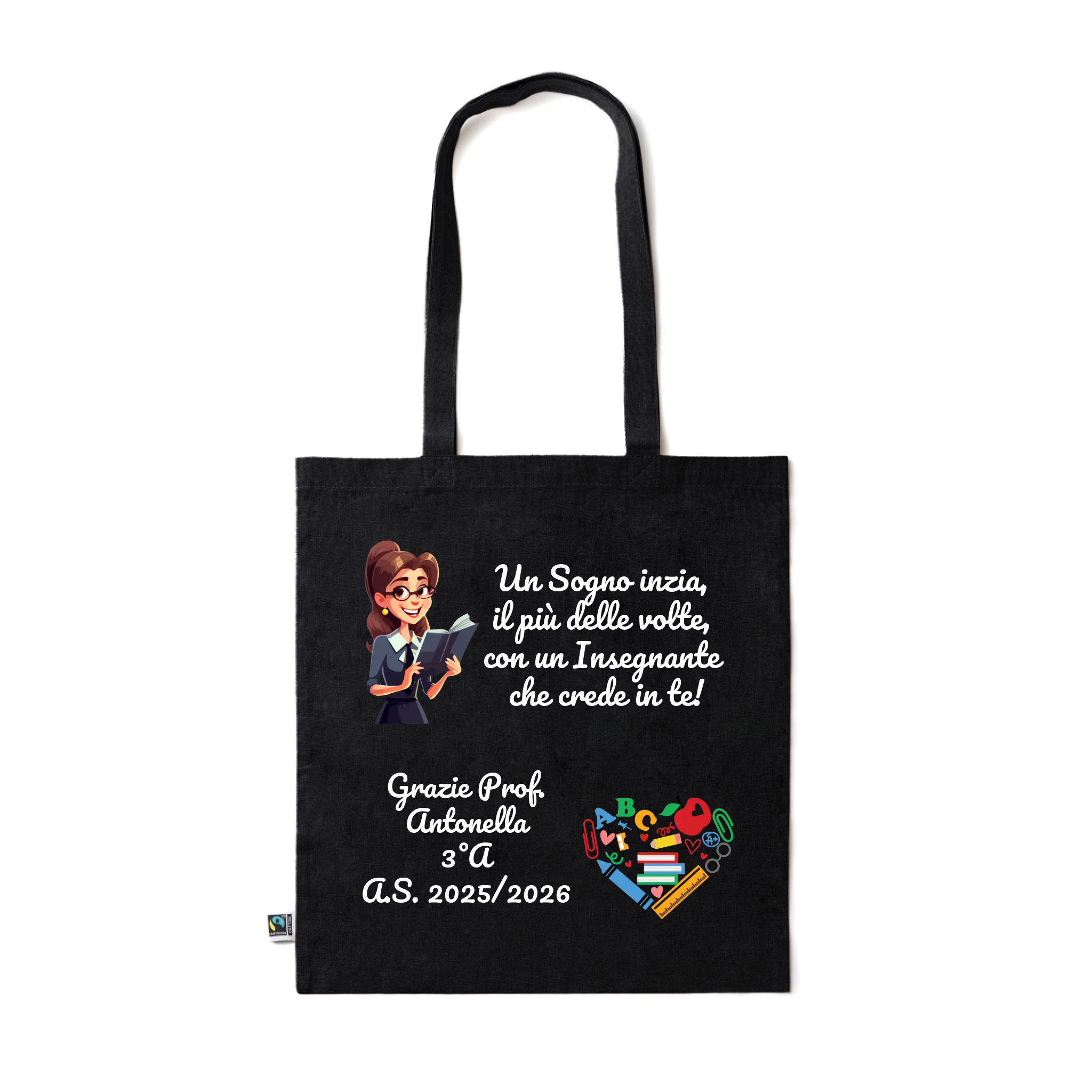 Shopper Colorata personalizzata Insegnate con frase e dedica 