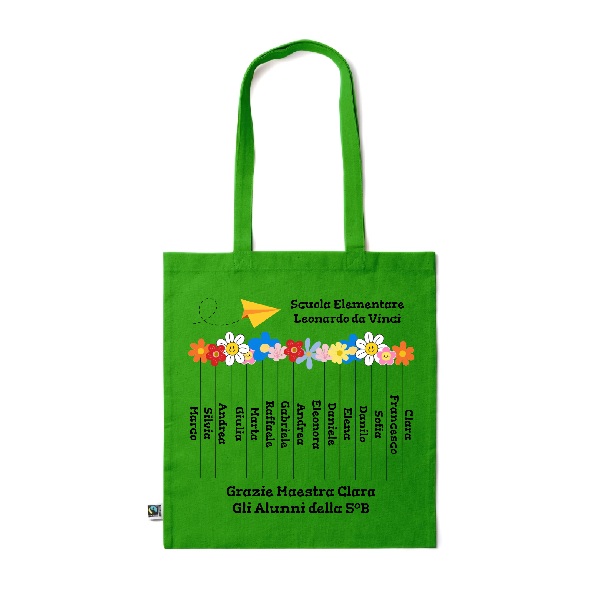 Shopper Colorata personalizzata Maestra o Maestro dedica e nomi alunni 