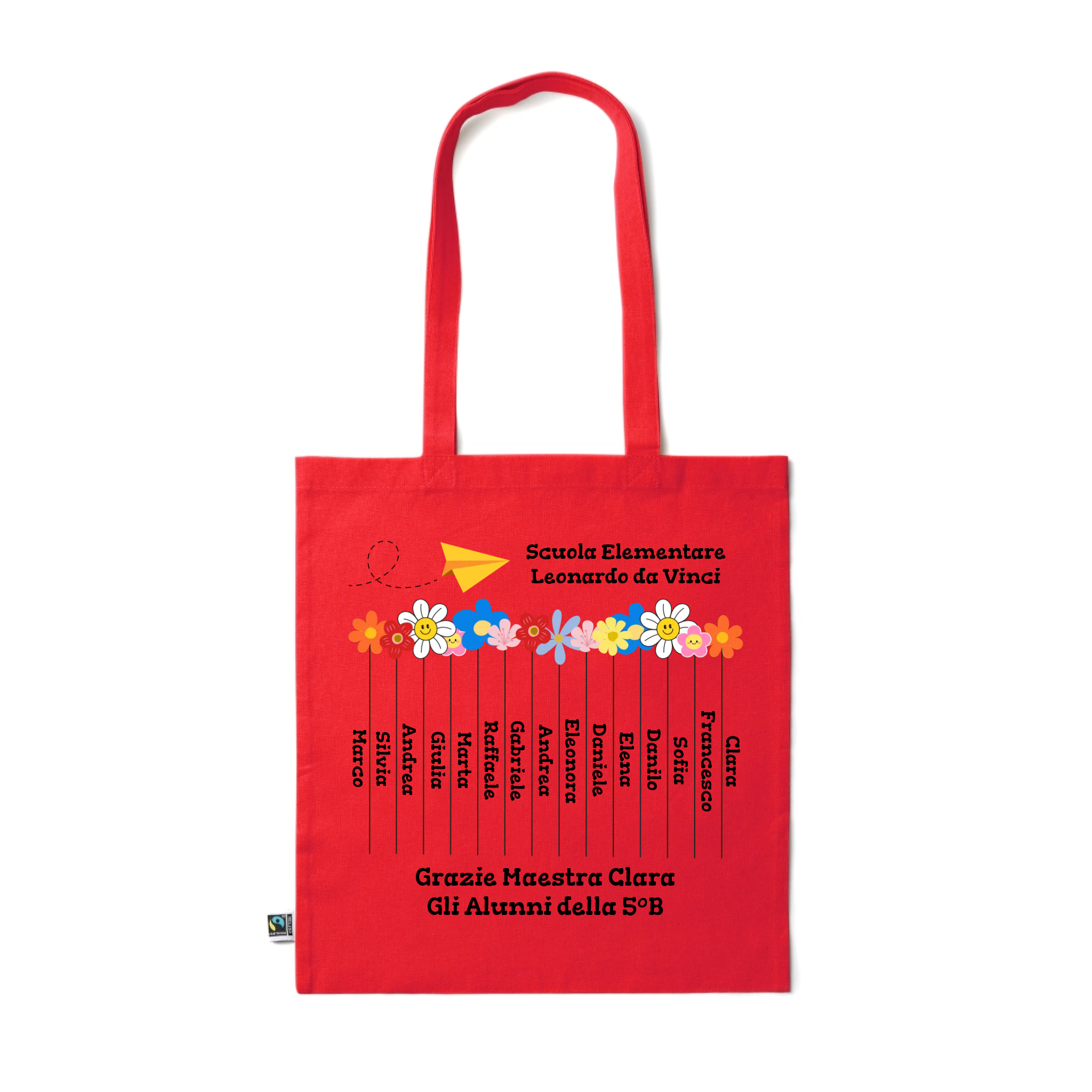 Shopper Colorata personalizzata Maestra o Maestro dedica e nomi alunni 