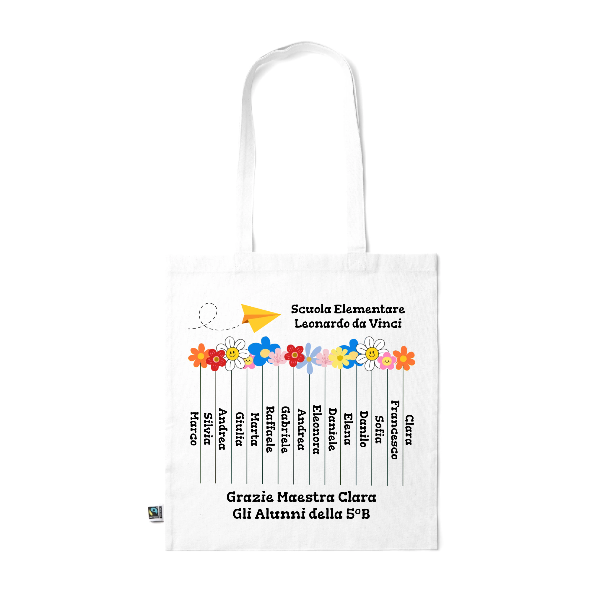Shopper Colorata personalizzata Maestra o Maestro dedica e nomi alunni 