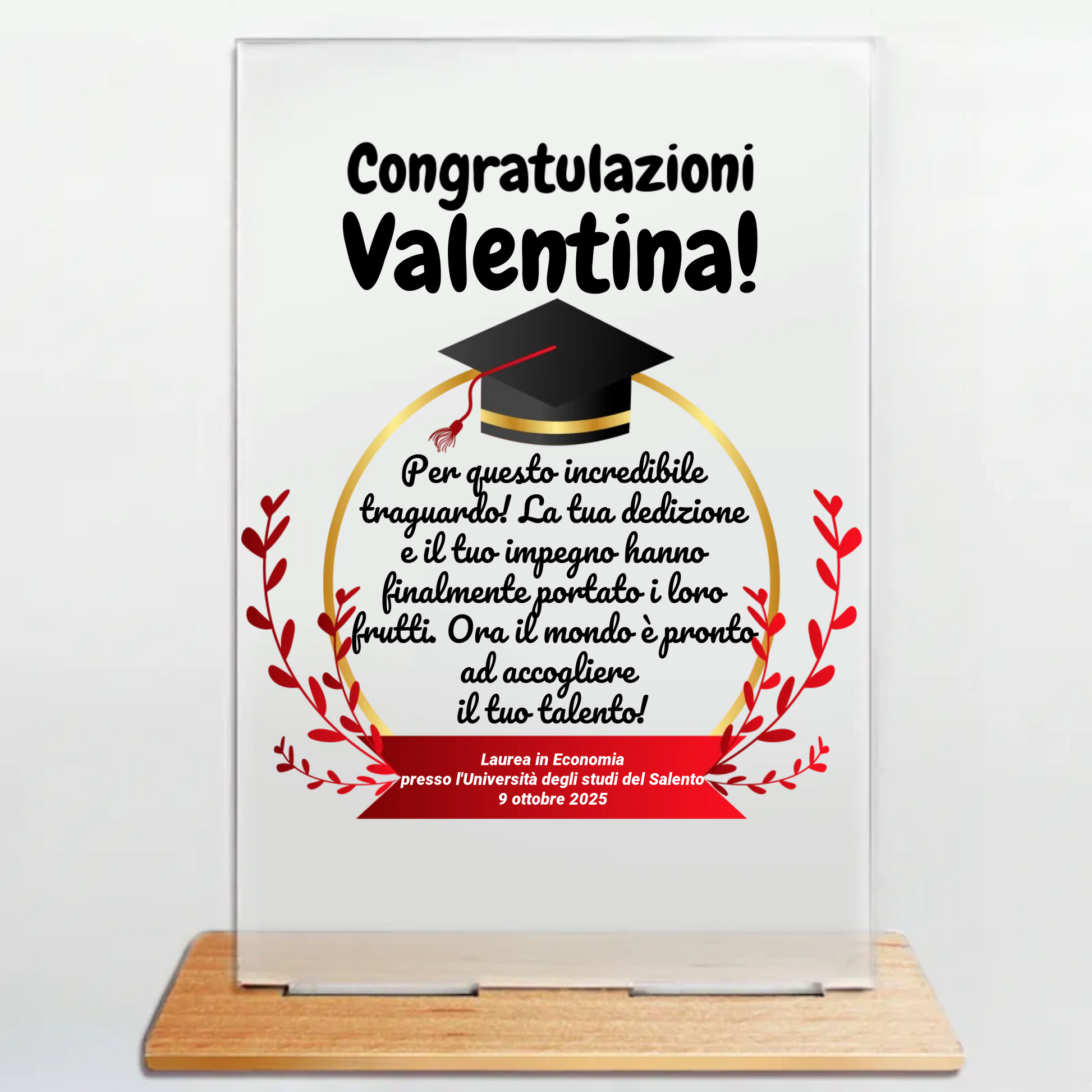 Quadretto Targhetta in Plexiglass Personalizzato con Dedica - Idea regalo Laurea 