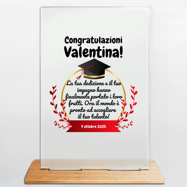 Quadretto Targhetta in Plexiglass Personalizzato con Dedica - Idea regalo Laurea 