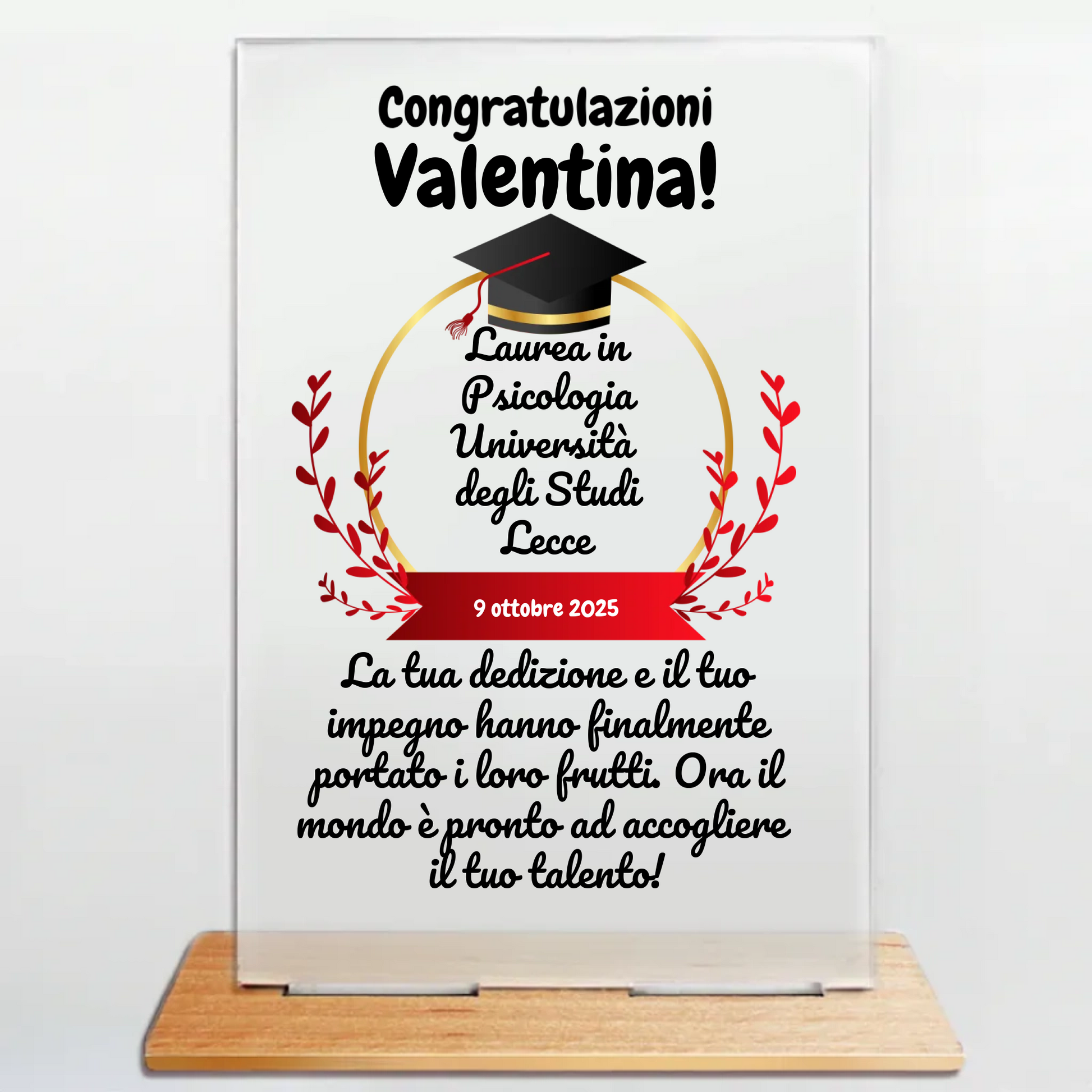 Quadretto Targhetta in Plexiglass Personalizzato con Dedica - Idea regalo Laurea 