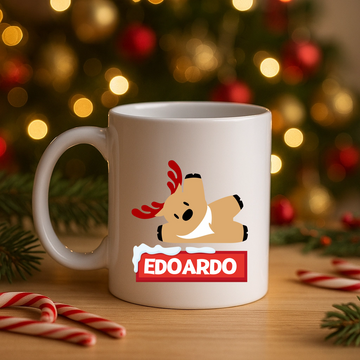 Tazza Personalizzata con Nome e Renna Natalizia – Idea Regalo Natale 