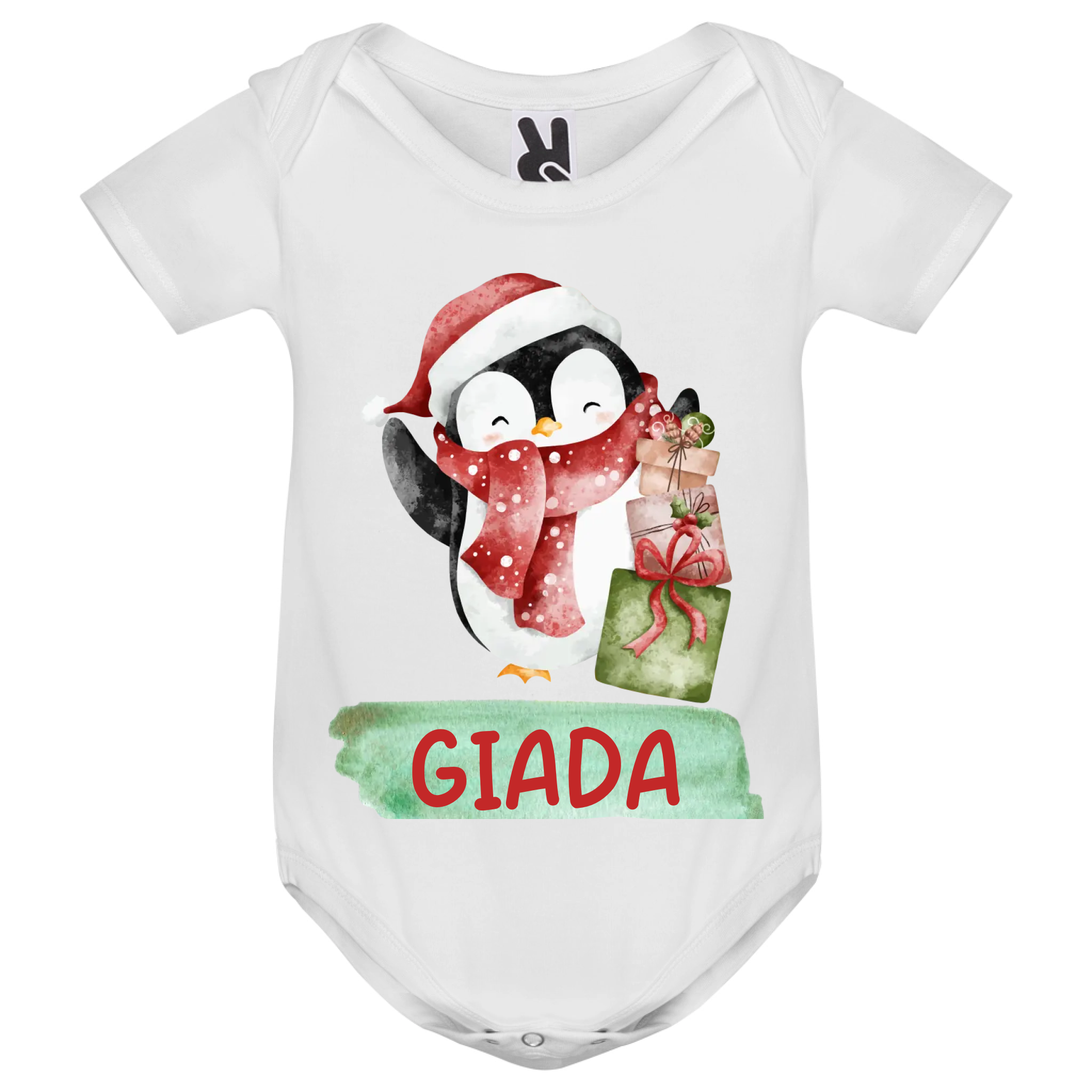 Body per Neonato Pinguino Natalizio Personalizzato con Nome Neonato – Idea Regalo per Neonato, Natale, Primo Natale (Copia) 