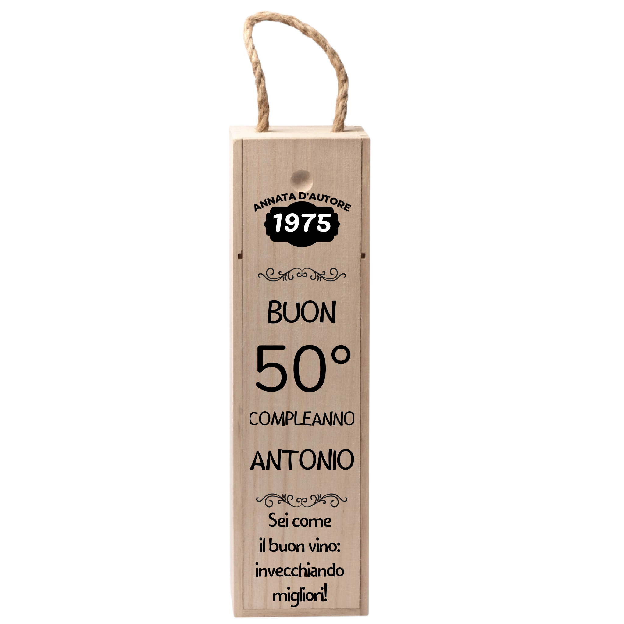 Cassetta Porta Vino in Legno Personalizzata, Idea Regalo Compleanno Importante, Scatola in Legno Personalizzata per 60 anni 50 anni 40 anni 30 anni 