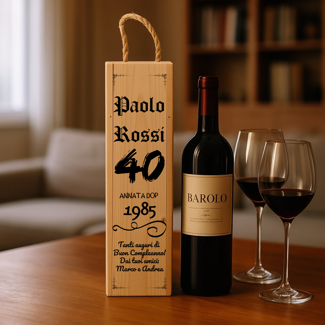 Cassetta Porta Vino in Legno Personalizzata DOP Idea Regalo Compleanno 