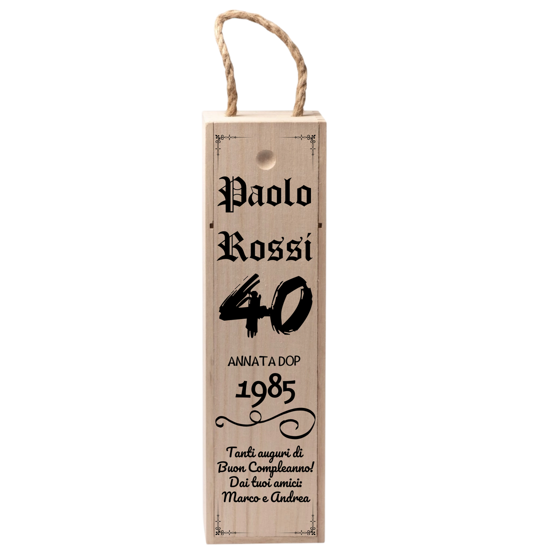 Cassetta Porta Vino in Legno Personalizzata DOP Idea Regalo Compleanno 