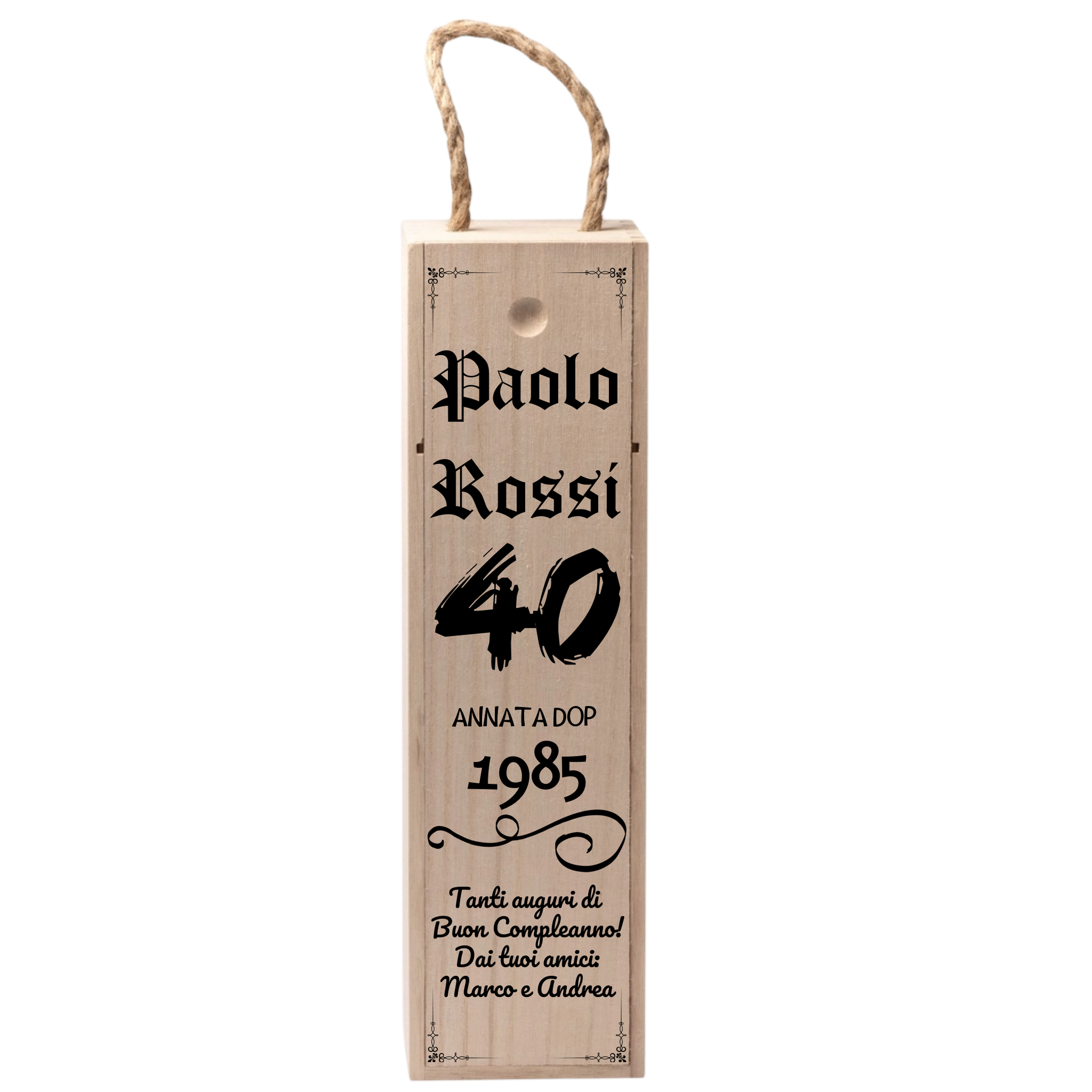 Cassetta Porta Vino in Legno Personalizzata DOP Idea Regalo Compleanno 