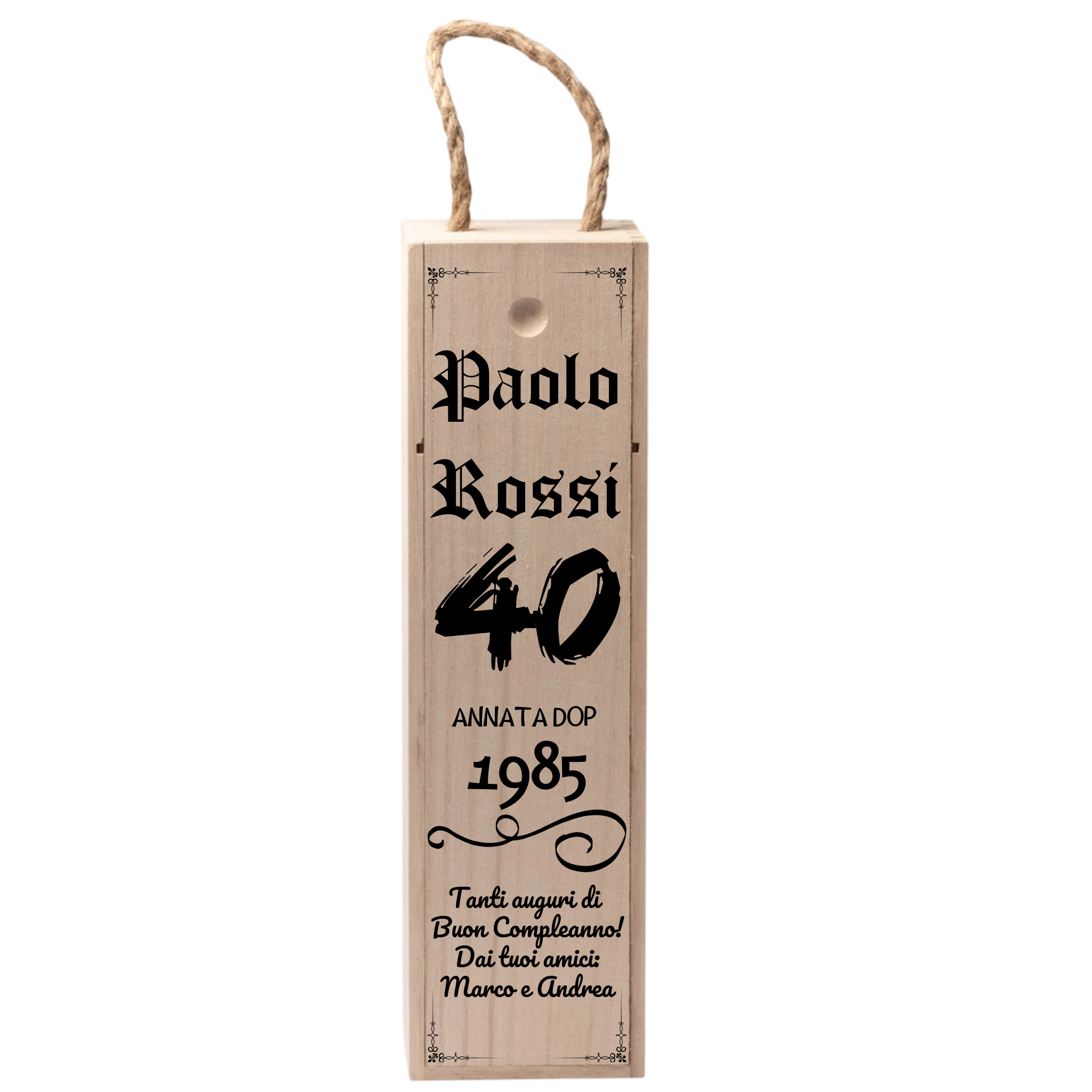 Cassetta Porta Vino in Legno Personalizzata DOP Idea Regalo Compleanno 