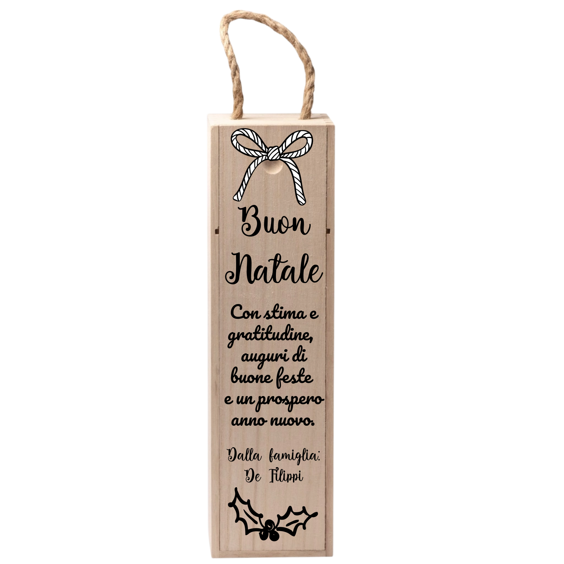Cassetta Porta Vino in Legno Personalizzabile Tanti Auguri di Natale 