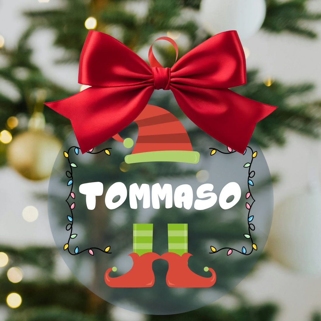 Decorazione per l’Albero di Natale Personalizzata con Nome, Elfo natalizio – Regali Natale Amici, Parenti 