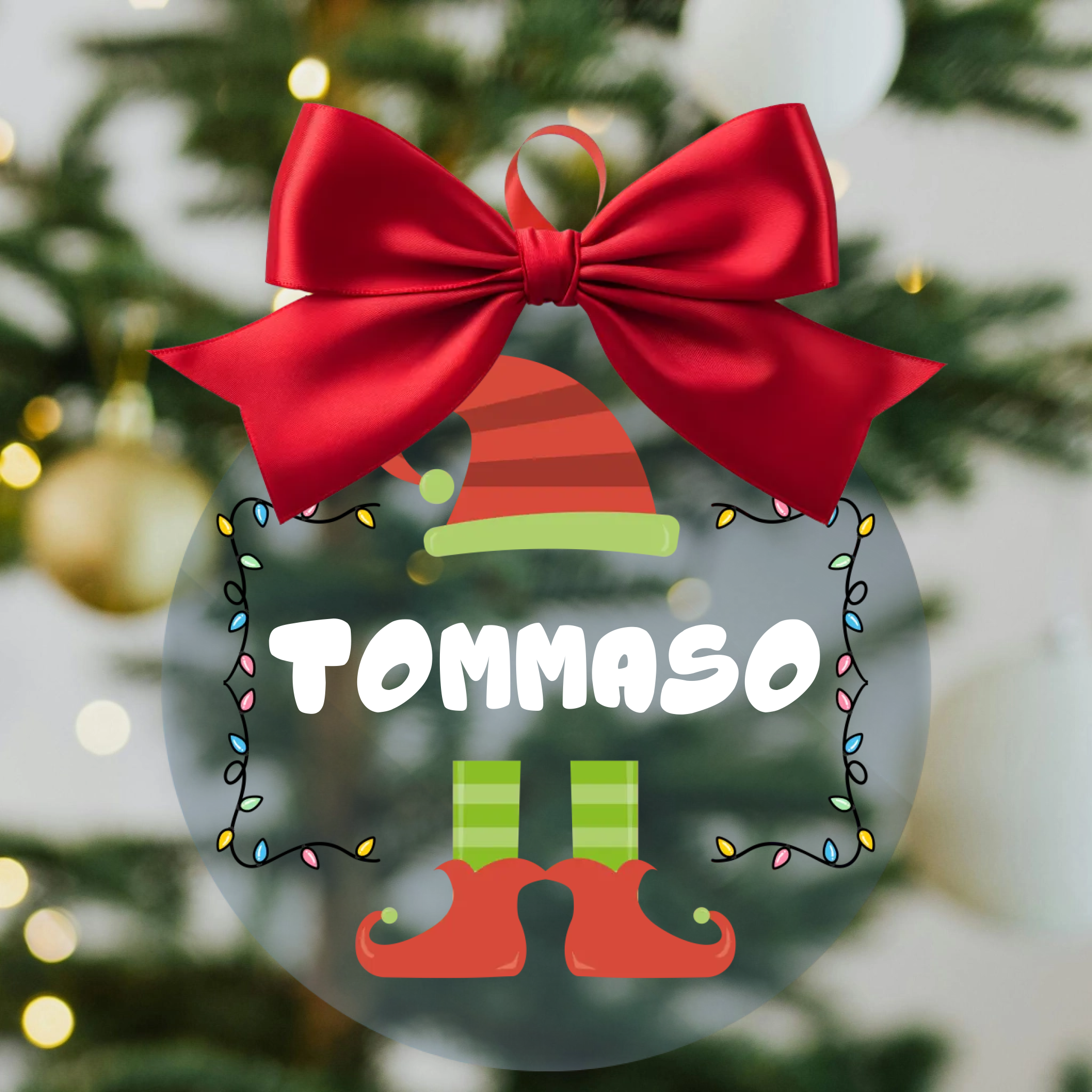 Decorazione per l’Albero di Natale Personalizzata con Nome, Elfo natalizio – Regali Natale Amici, Parenti 