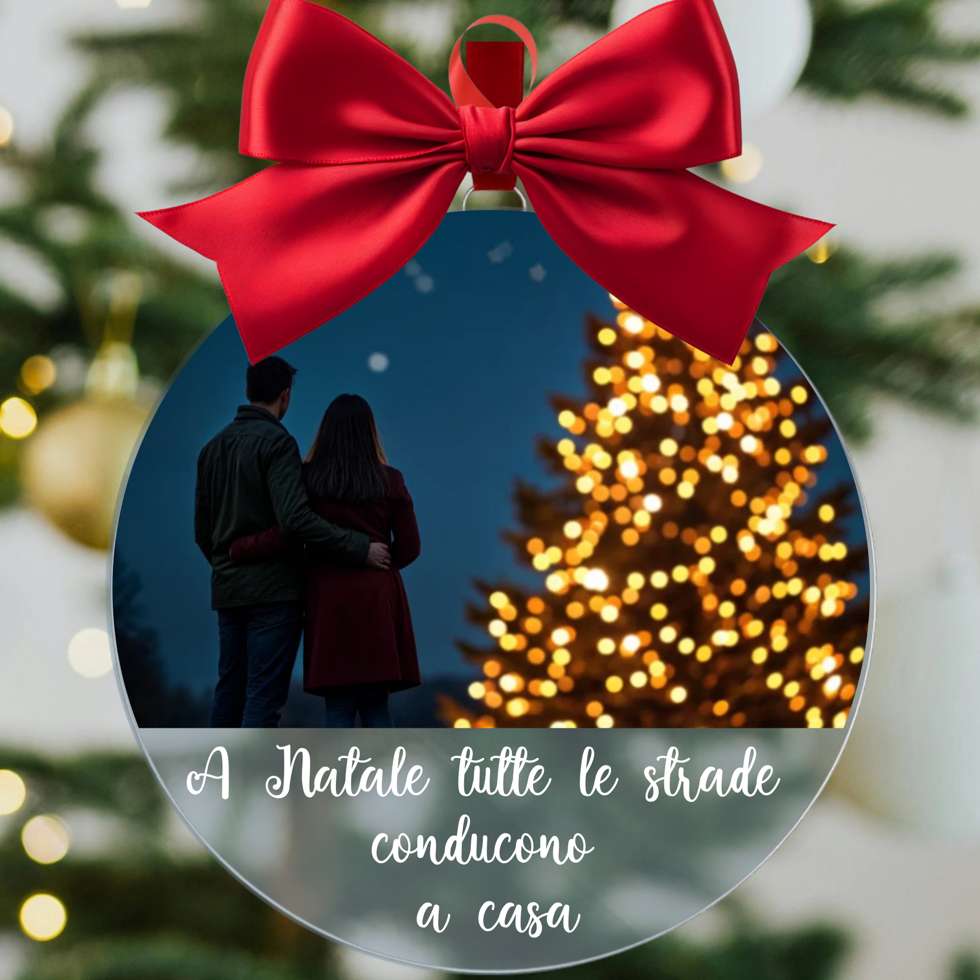 Pallina di Natale in Plexiglass, Decorazione Natalizia Personalizzata con Foto frase – Idea Addobbo per l’Albero, Regalo Natale per lui, per lei, per la famiglia, per amici 