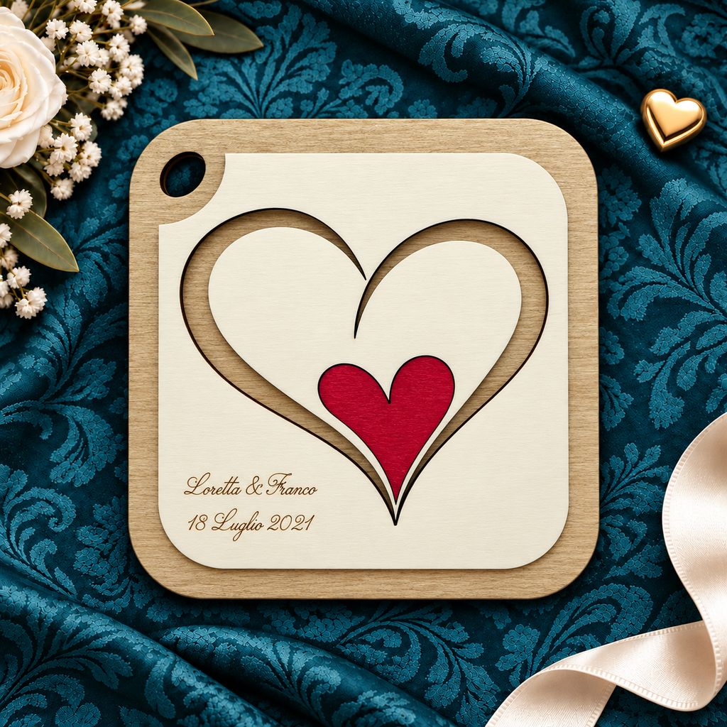 Bomboniera Tagliere Cuori tema Amore 