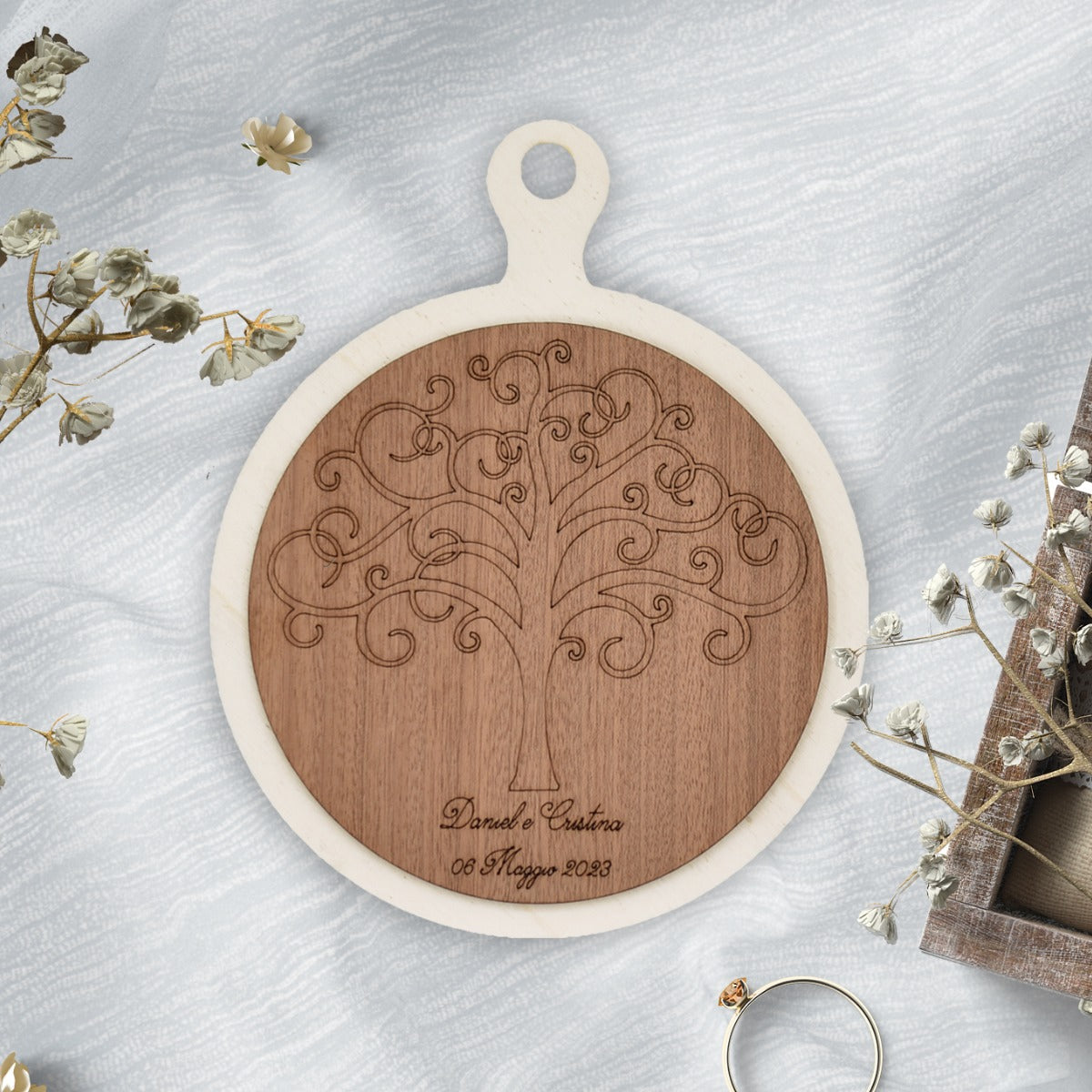 Bomboniera Tagliere albero della vita mogano Idea's Cottage