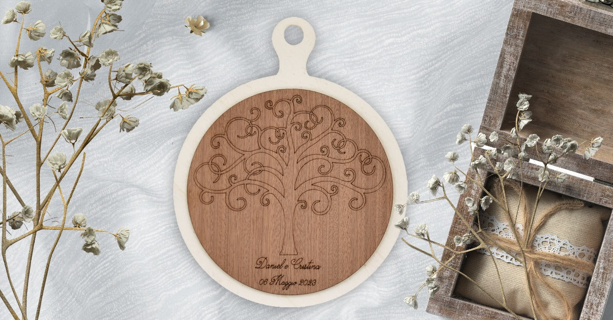 Bomboniera Tagliere albero della vita mogano Idea's Cottage