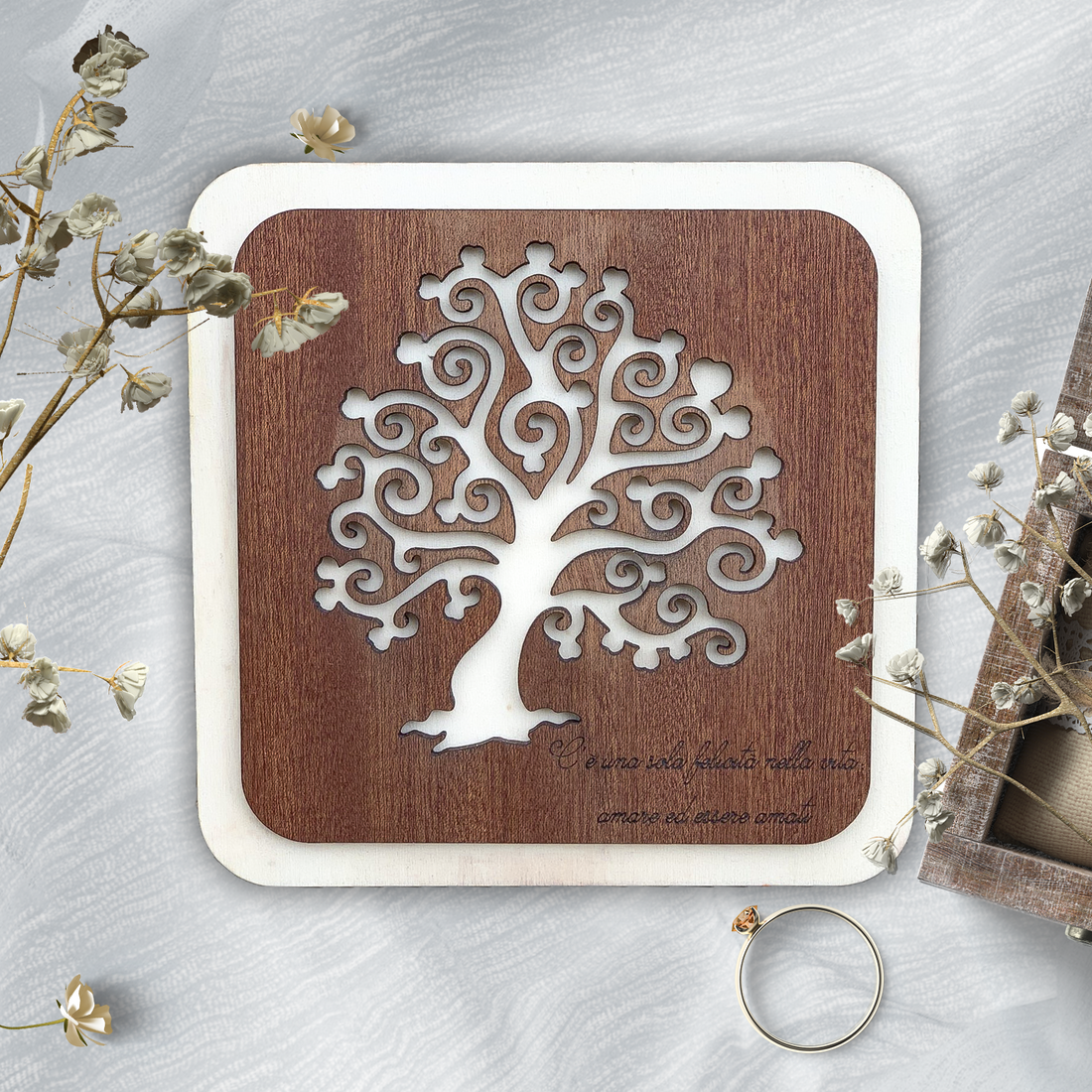 Bomboniera sottopentola albero della vita cuori Idea's Cottage