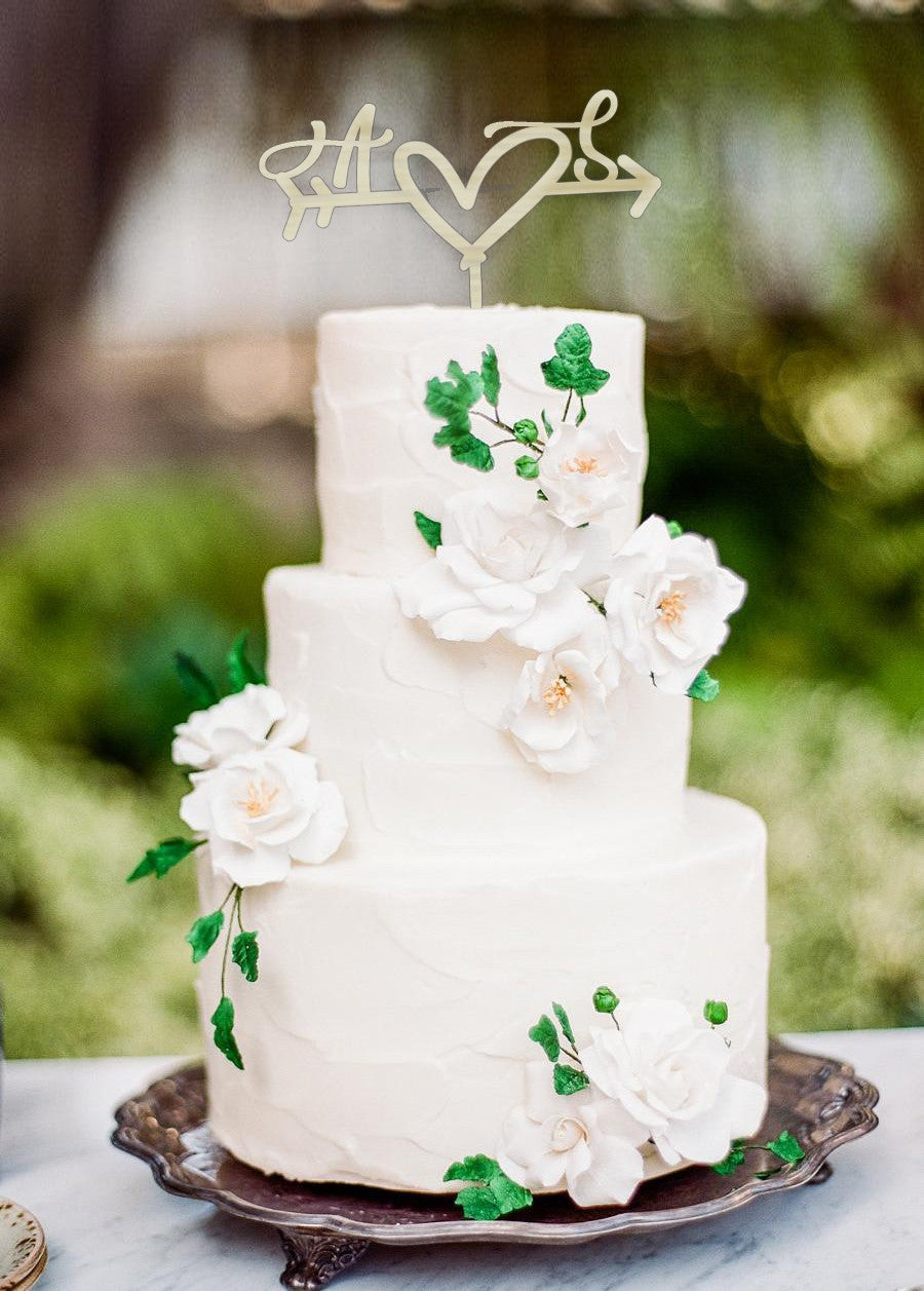 Cake topper "Cupido" in legno con cuore e iniziali personalizzabili Idea's Cottage