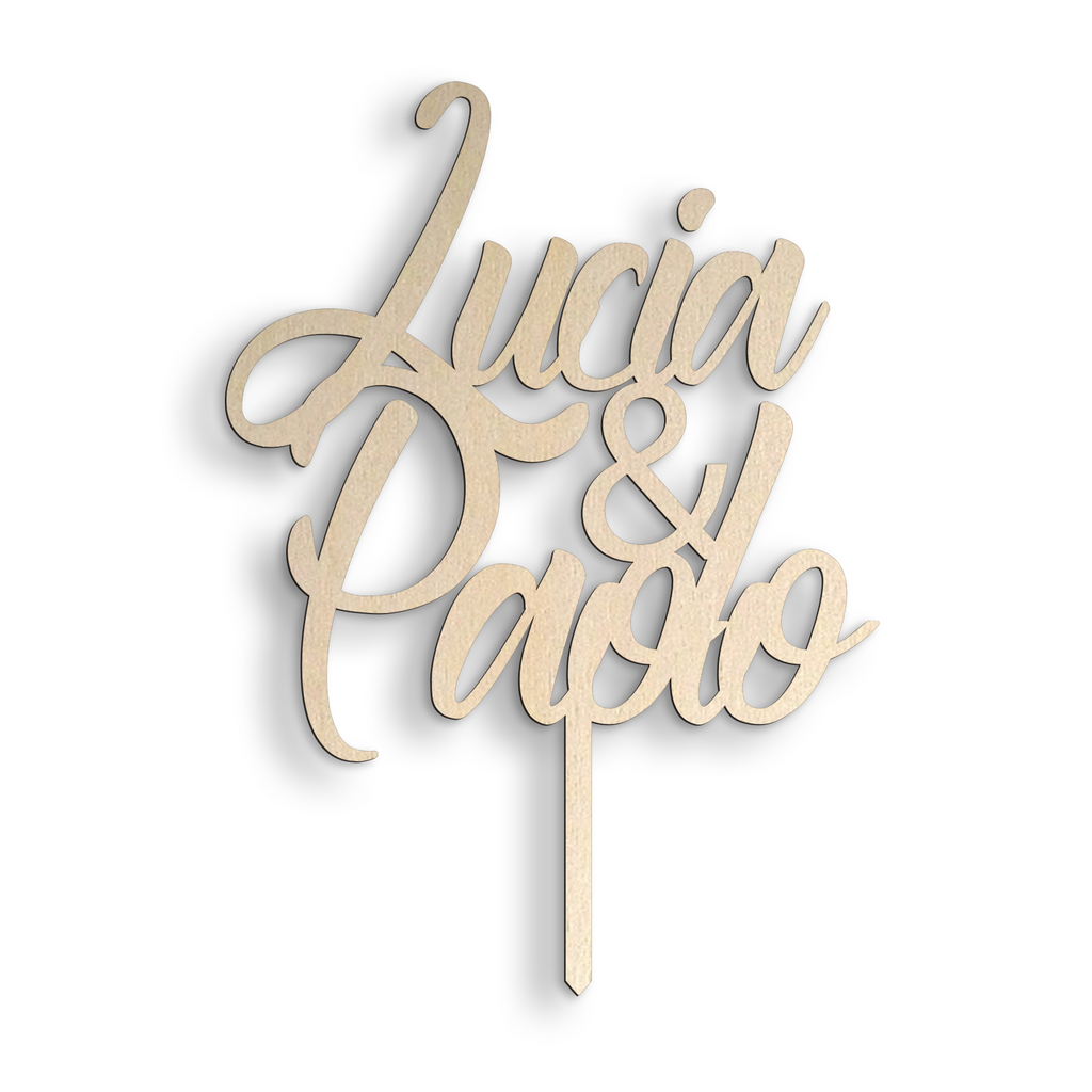 Cake topper in Legno personalizzabile con il nome degli sposi Idea's Cottage