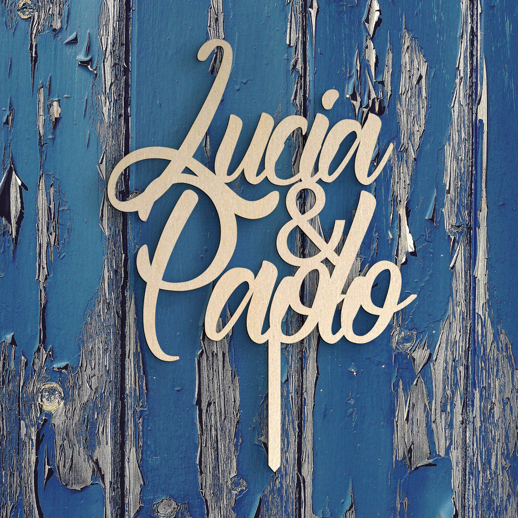 Cake topper in Legno personalizzabile con il nome degli sposi Idea's Cottage