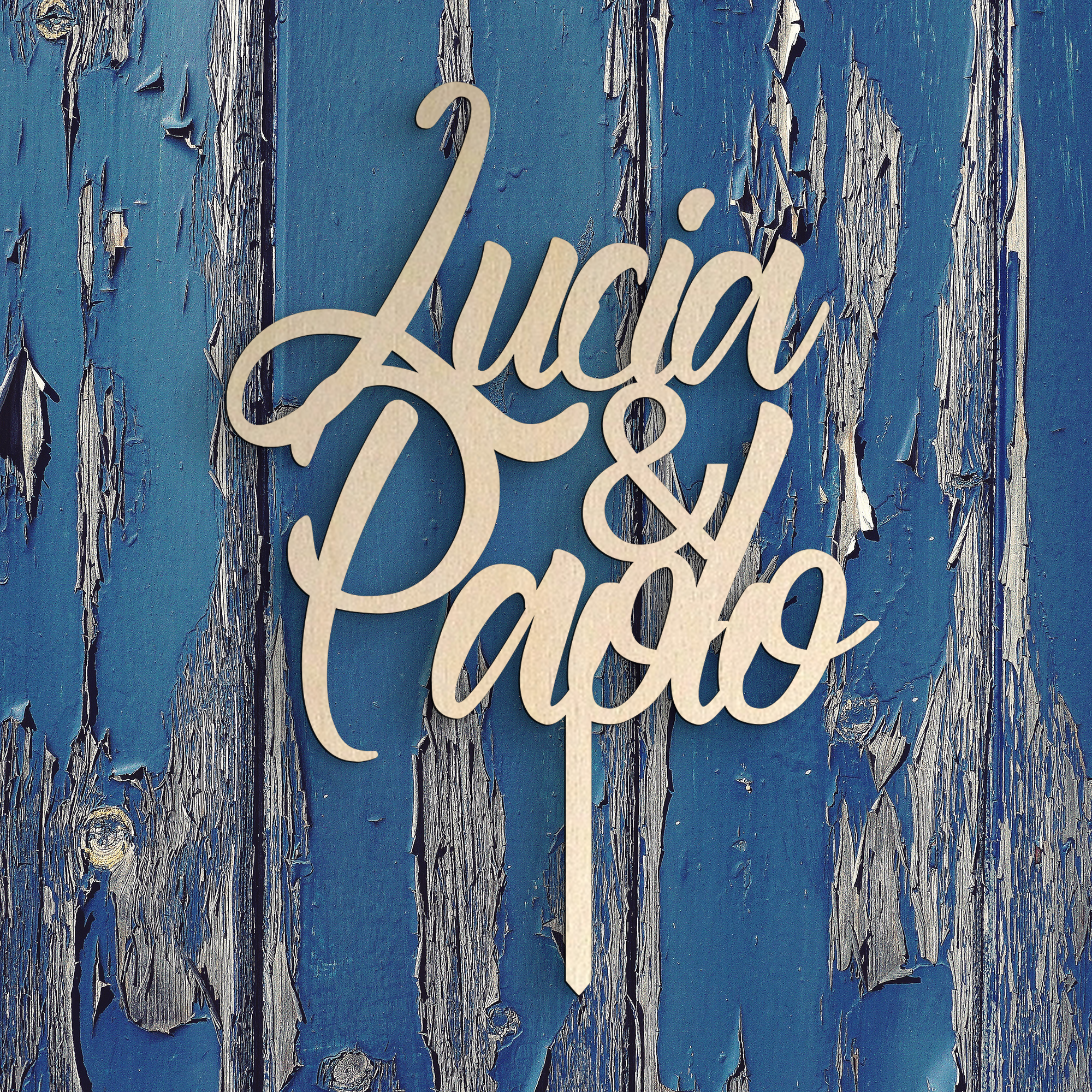 Cake topper in Legno personalizzabile con il nome degli sposi Idea's Cottage