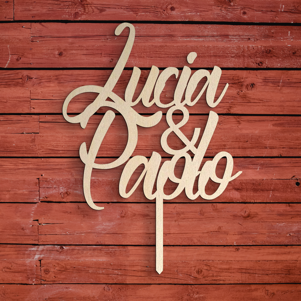 Cake topper in Legno personalizzabile con il nome degli sposi Idea's Cottage