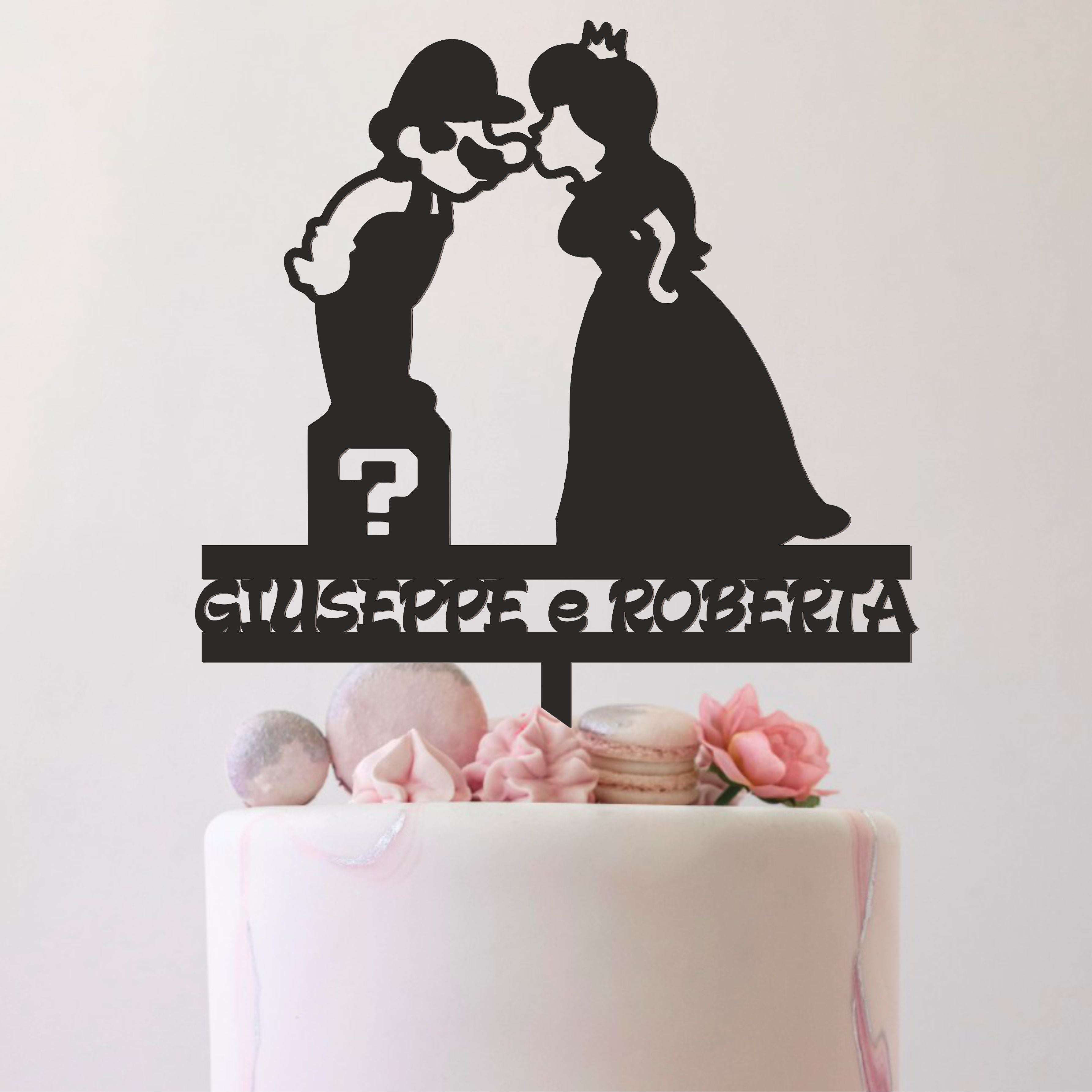 Cake topper in legno Mario Bros