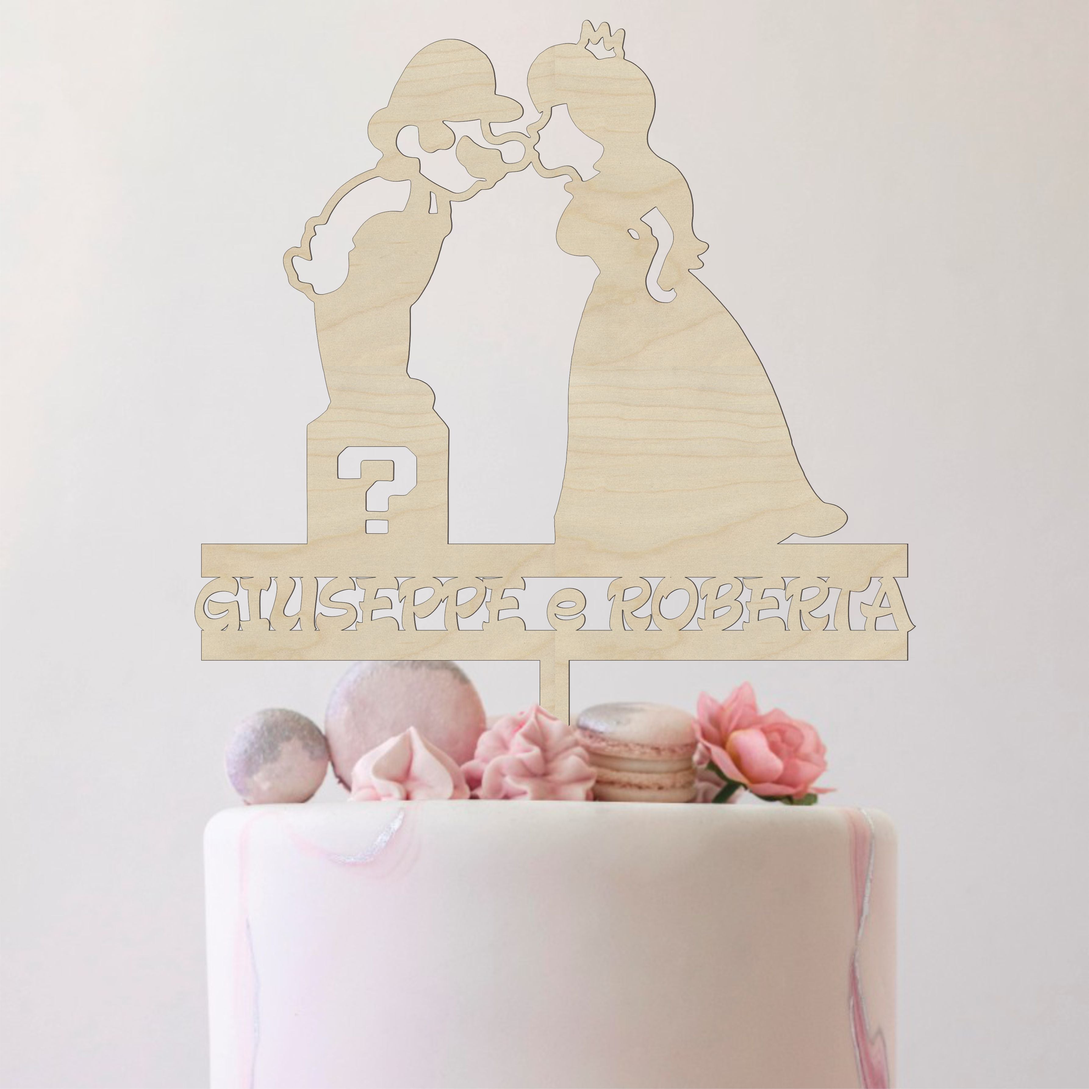 Cake topper in legno Mario Bros