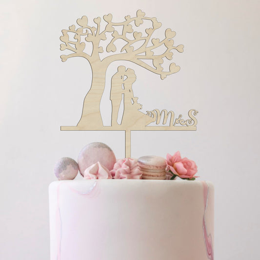 Cake topper in legno albero della vita con sposi e iniziali personalizzate Idea's Cottage