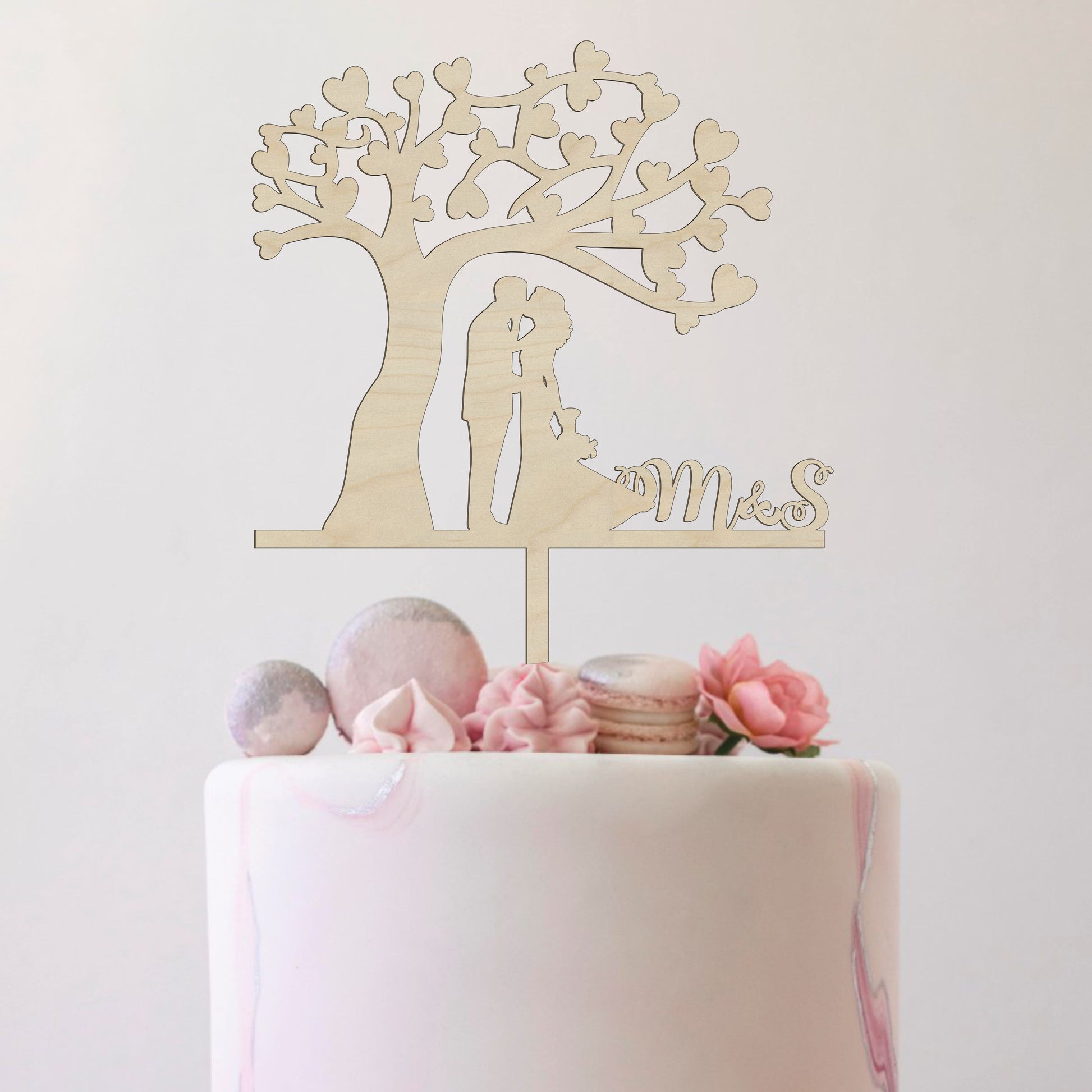 Cake topper in legno albero della vita con sposi e iniziali personalizzate Idea's Cottage