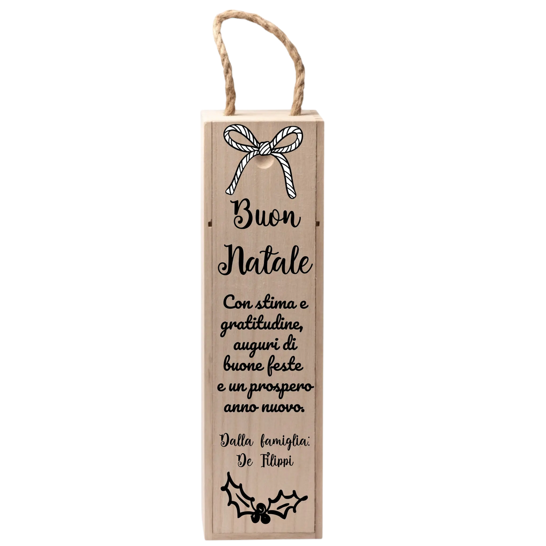 Cassetta Porta Vino in Legno Personalizzabile Tanti Auguri di Natale 