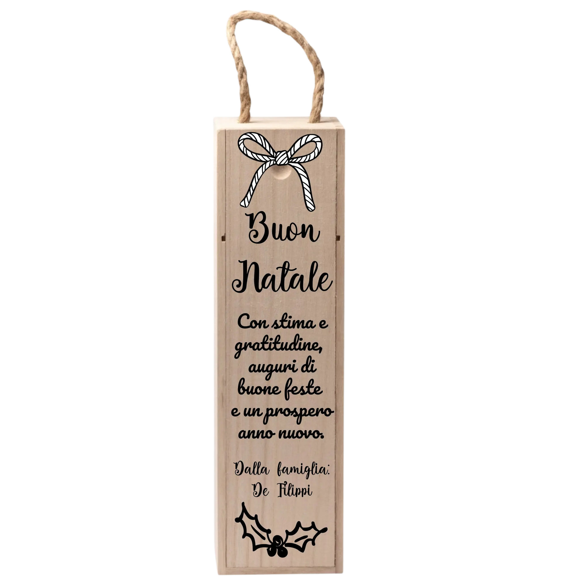 Cassetta Porta Vino in Legno Personalizzabile Tanti Auguri di Natale 