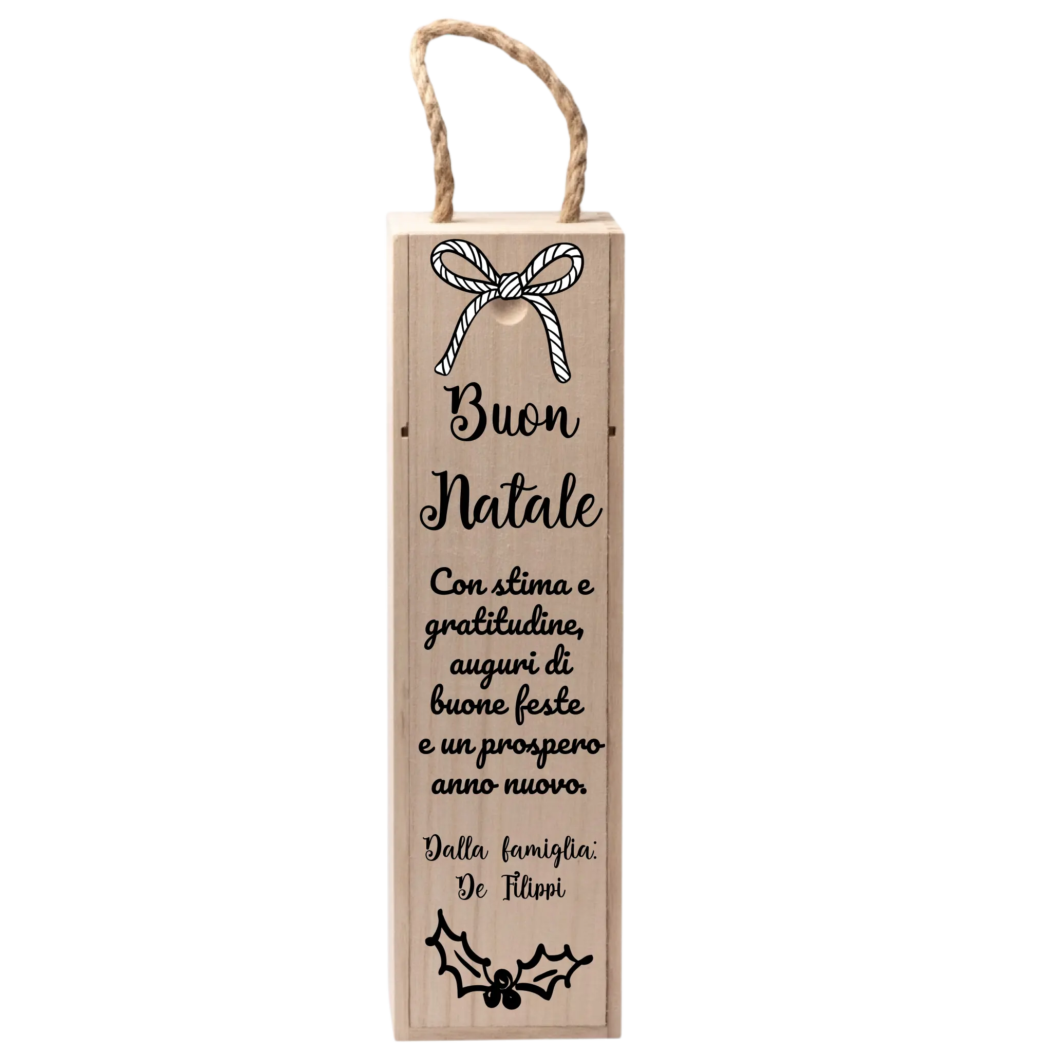Cassetta Porta Vino in Legno Personalizzabile Tanti Auguri di Natale 