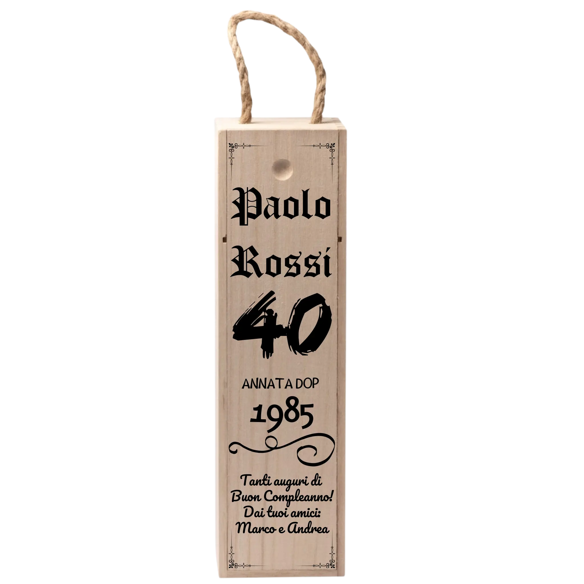 Cassetta Porta Vino in Legno Personalizzata DOP Idea Regalo Compleanno 