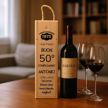 Cassetta Porta Vino in Legno Personalizzata, Idea Regalo Compleanno Importante, Scatola in Legno Personalizzata per 60 anni 50 anni 40 anni 30 anni 