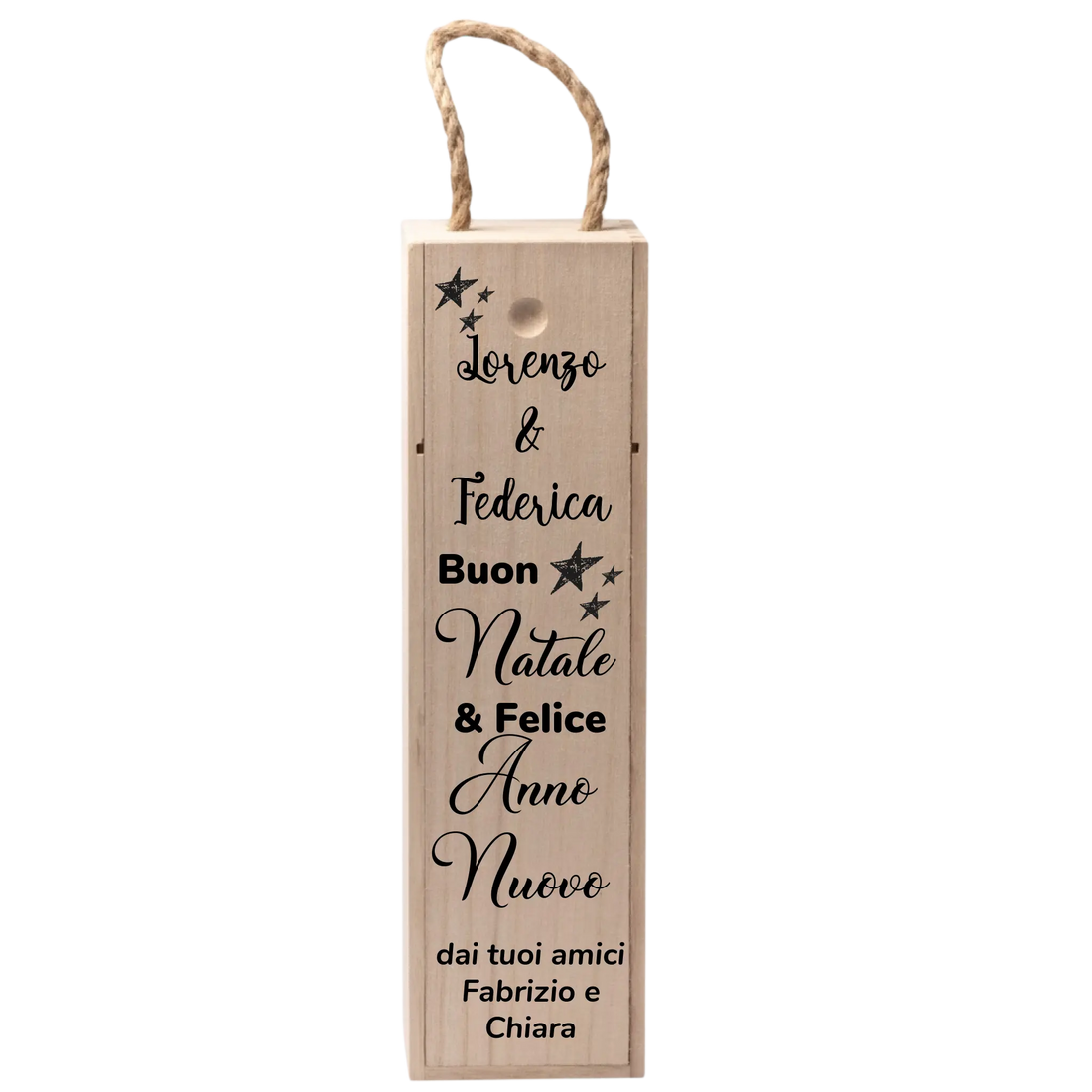 Cassettina Porta Vino in Legno Personalizzata “Buon Natale e Felice Anno Nuovo” 