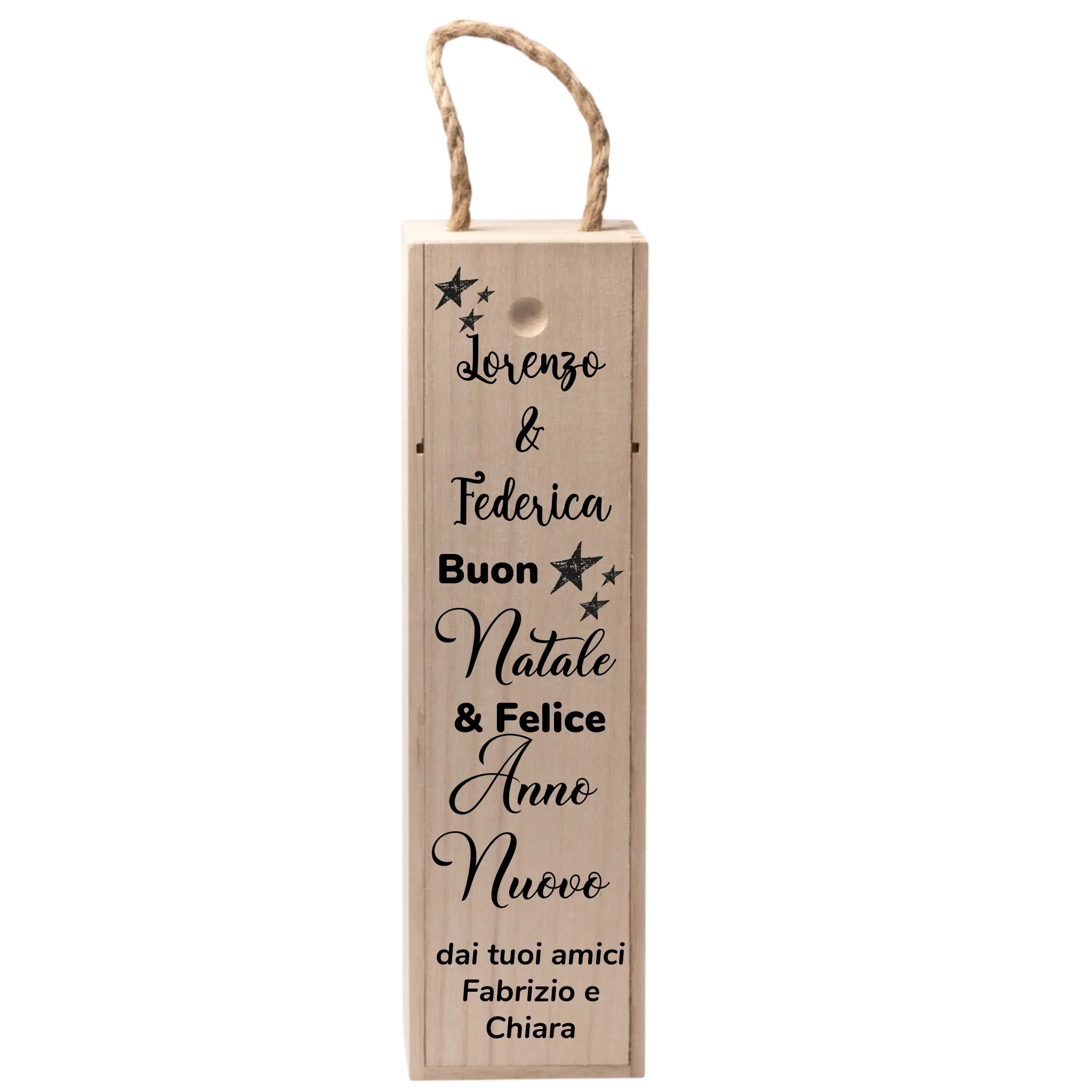 Cassettina Porta Vino in Legno Personalizzata “Buon Natale e Felice Anno Nuovo” 