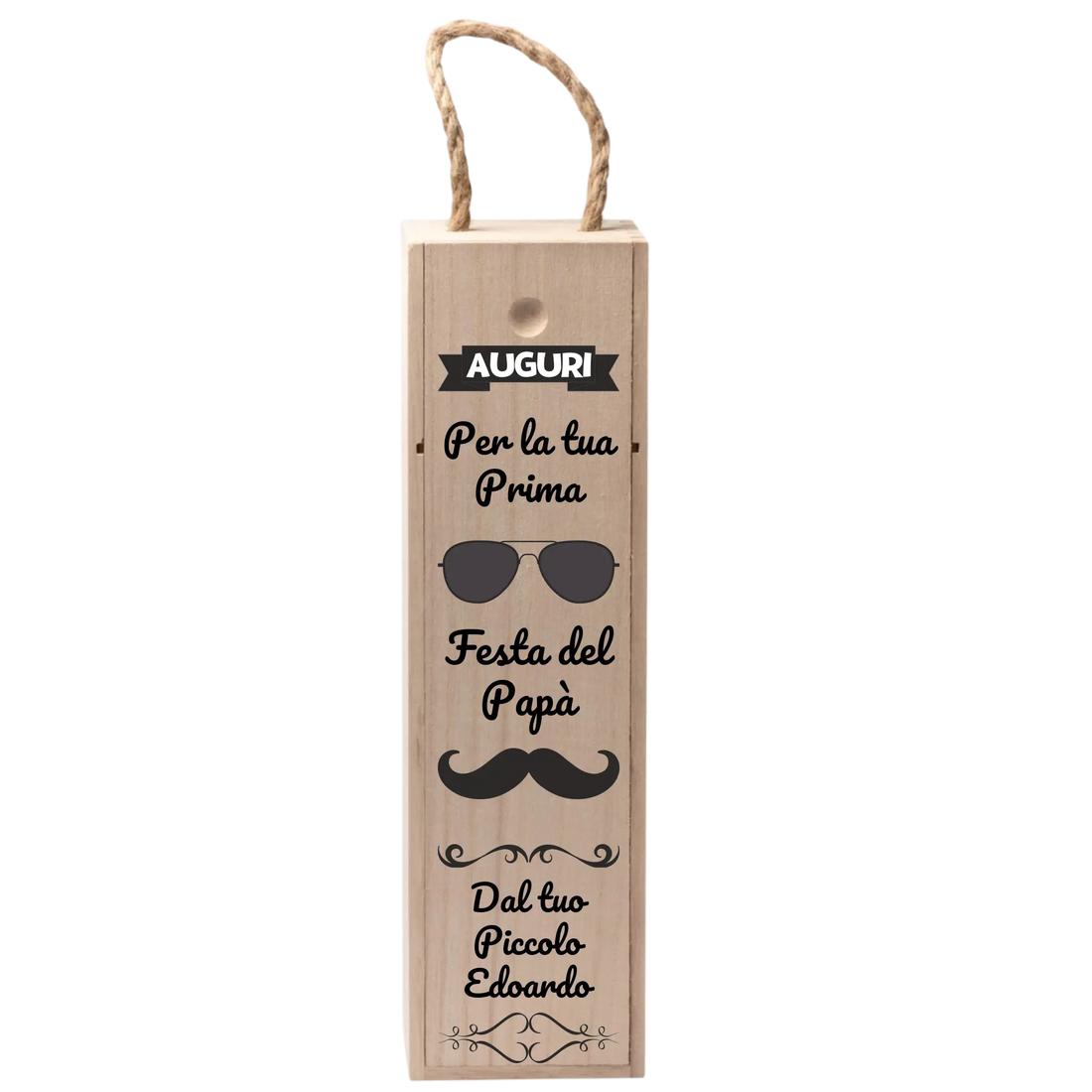 Cassettina Porta Vino in Legno Personalizzata con Dedica per il Papà – Idea Regalo Festa del Papà 