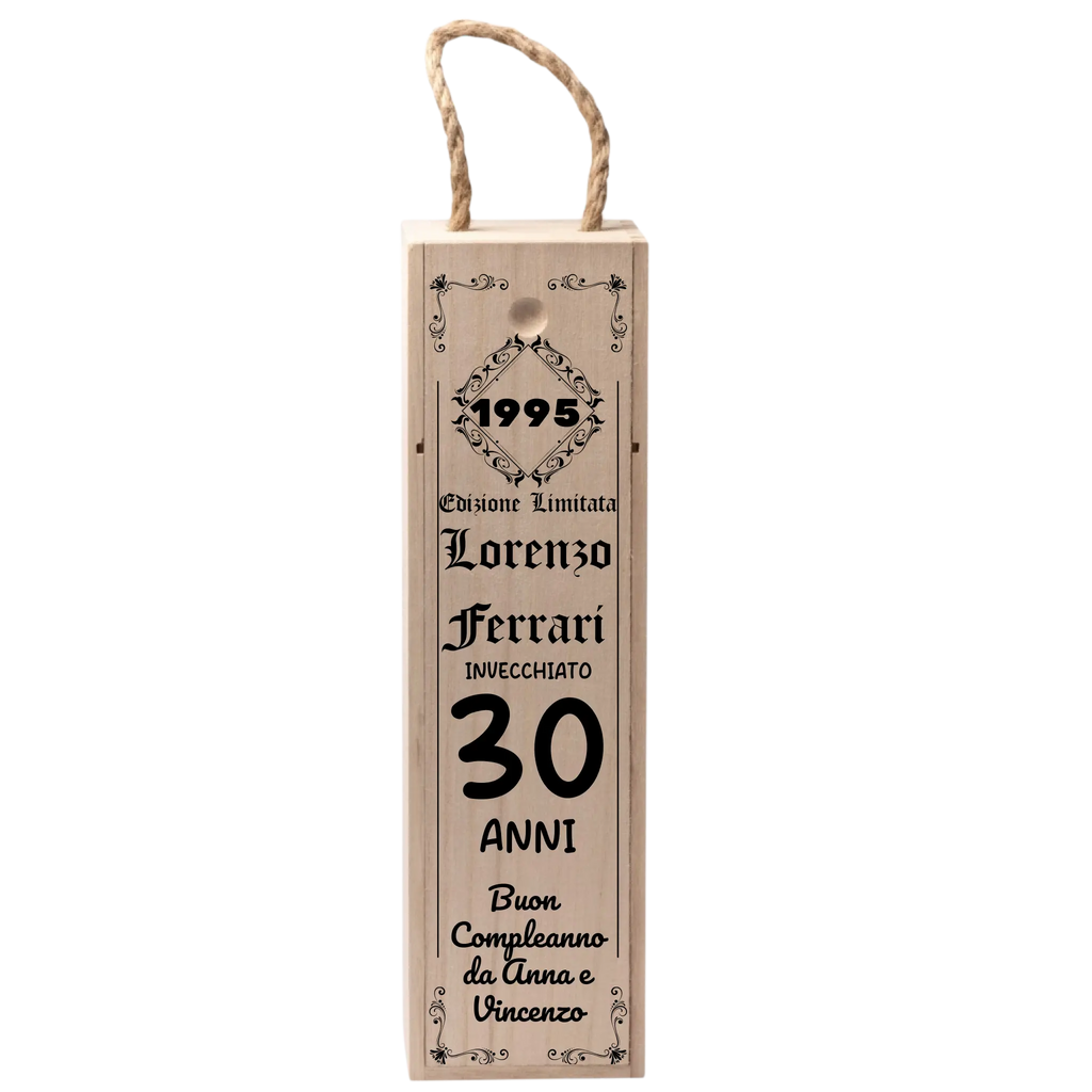 Cassettina Porta Vino in Legno Personalizzata con Nome, Anni e Dedica – Idea Regalo Compleanno Importante, 60, 50, 40, 30 Anni 